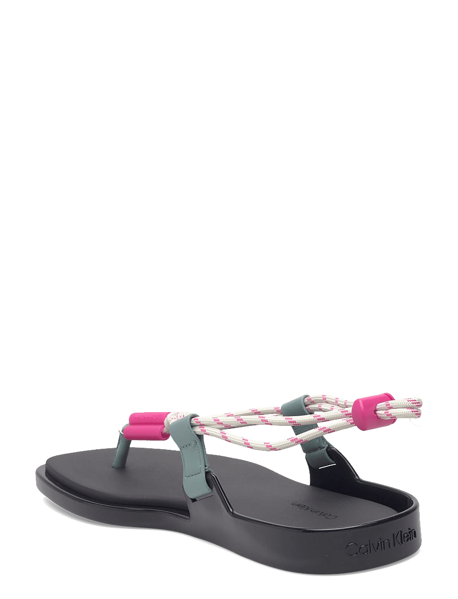 Calvin Klein - BEACH SANDAL ROPE PU 2 - flat sandals - black arctic pink yarrow - 2