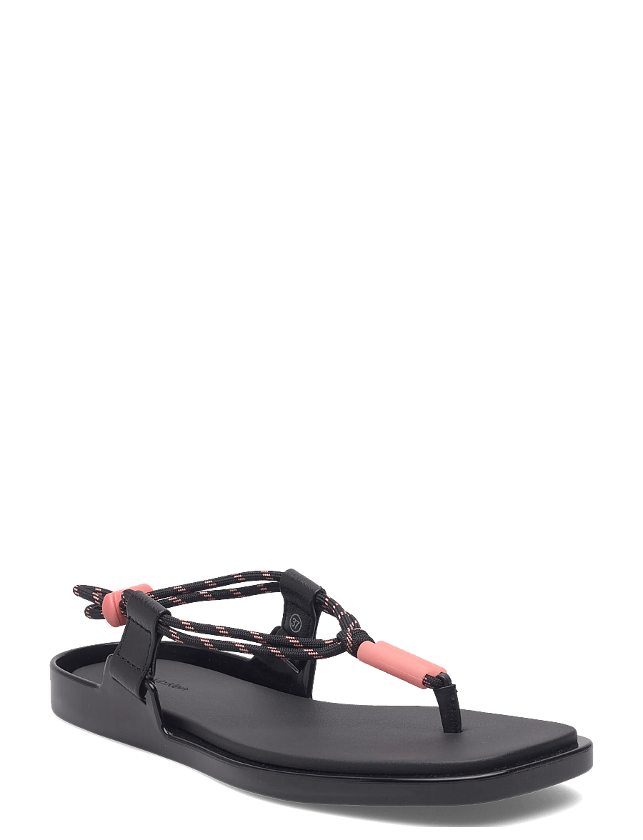 Calvin Klein - BEACH SANDAL ROPE PU 2 - płaskie sandały - black peach whip - 0