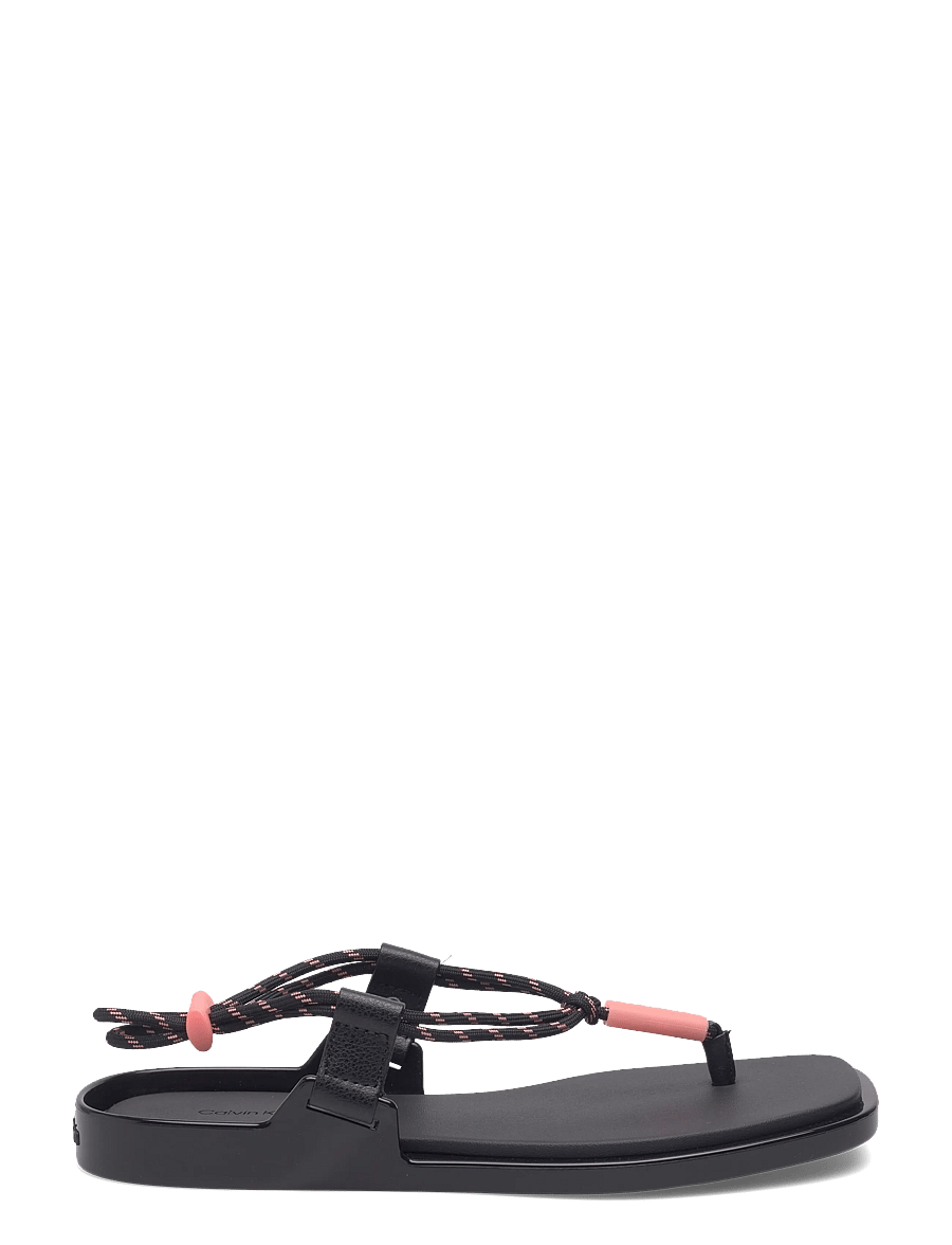 Calvin Klein - BEACH SANDAL ROPE PU 2 - płaskie sandały - black peach whip - 1