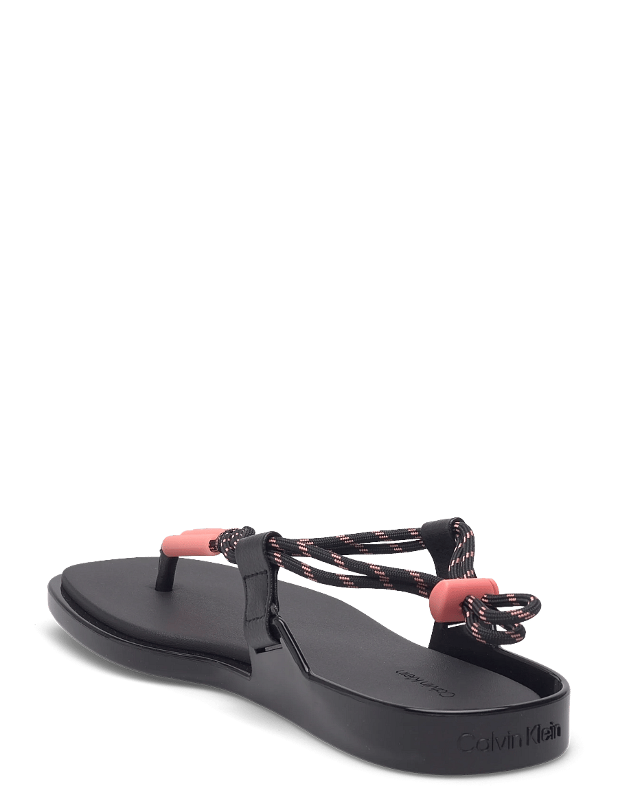 Calvin Klein - BEACH SANDAL ROPE PU 2 - płaskie sandały - black peach whip - 2