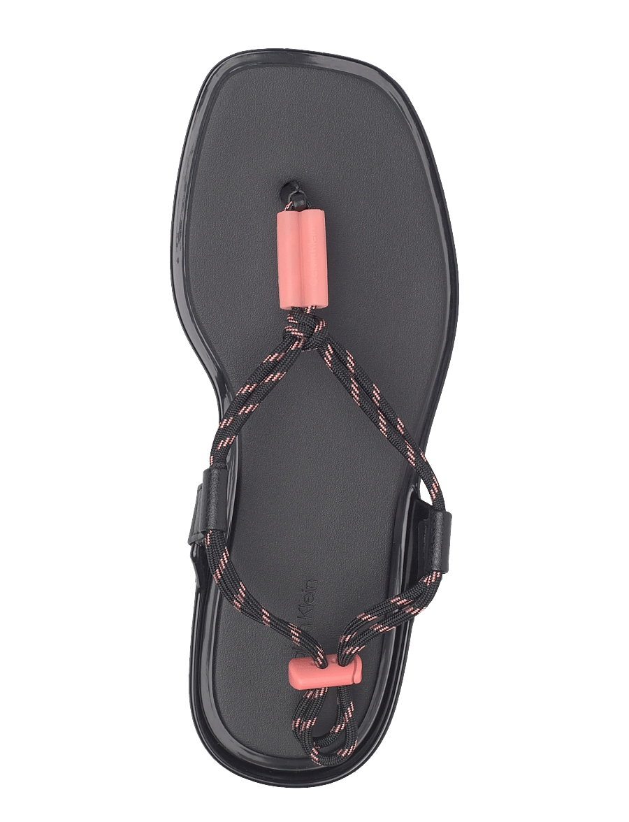 Calvin Klein - BEACH SANDAL ROPE PU 2 - płaskie sandały - black peach whip - 3