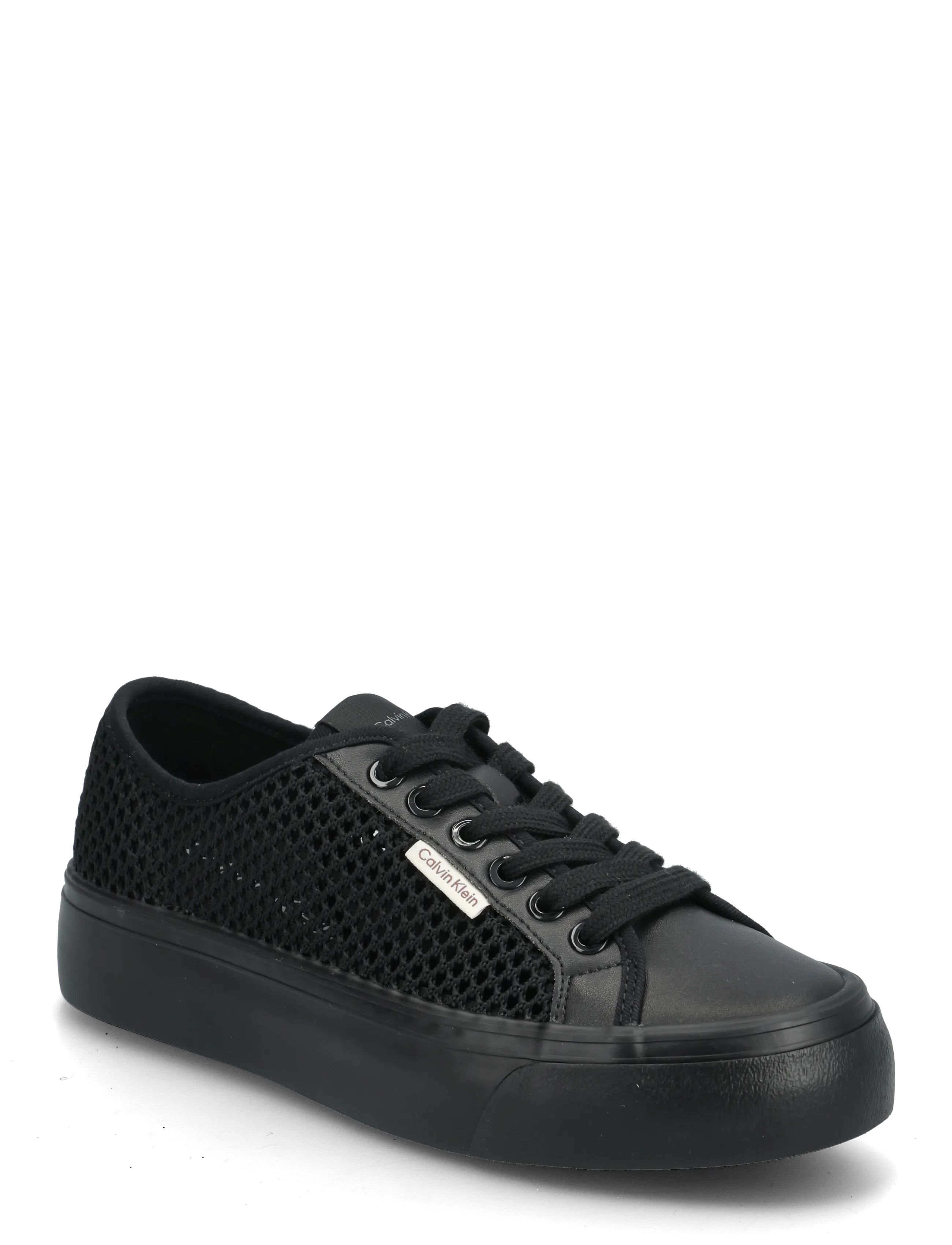 Calvin Klein Vulc Flatf Lace Up Lin Mesh, Kvinder, Mesh Plateau Snøre Sneakers, Sort, Str: 40