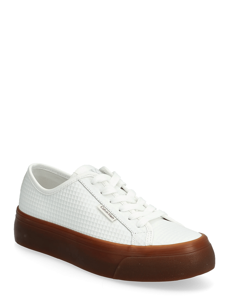 Calvin Klein - VULC FLATF LACE UP TEXT LTH - konfirmation - bright white gum - 0