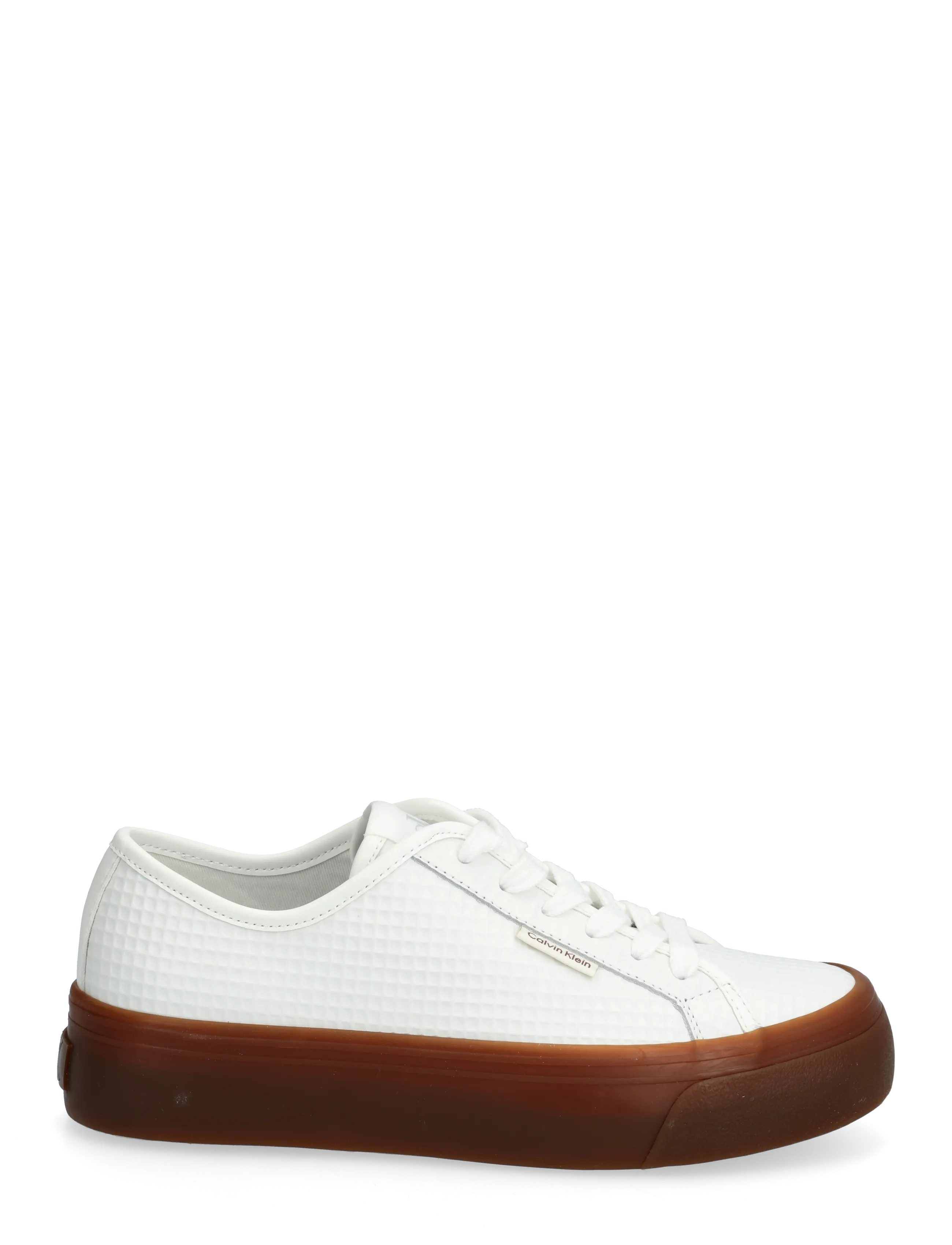 Calvin Klein - VULC FLATF LACE UP TEXT LTH - konfirmation - bright white gum - 1