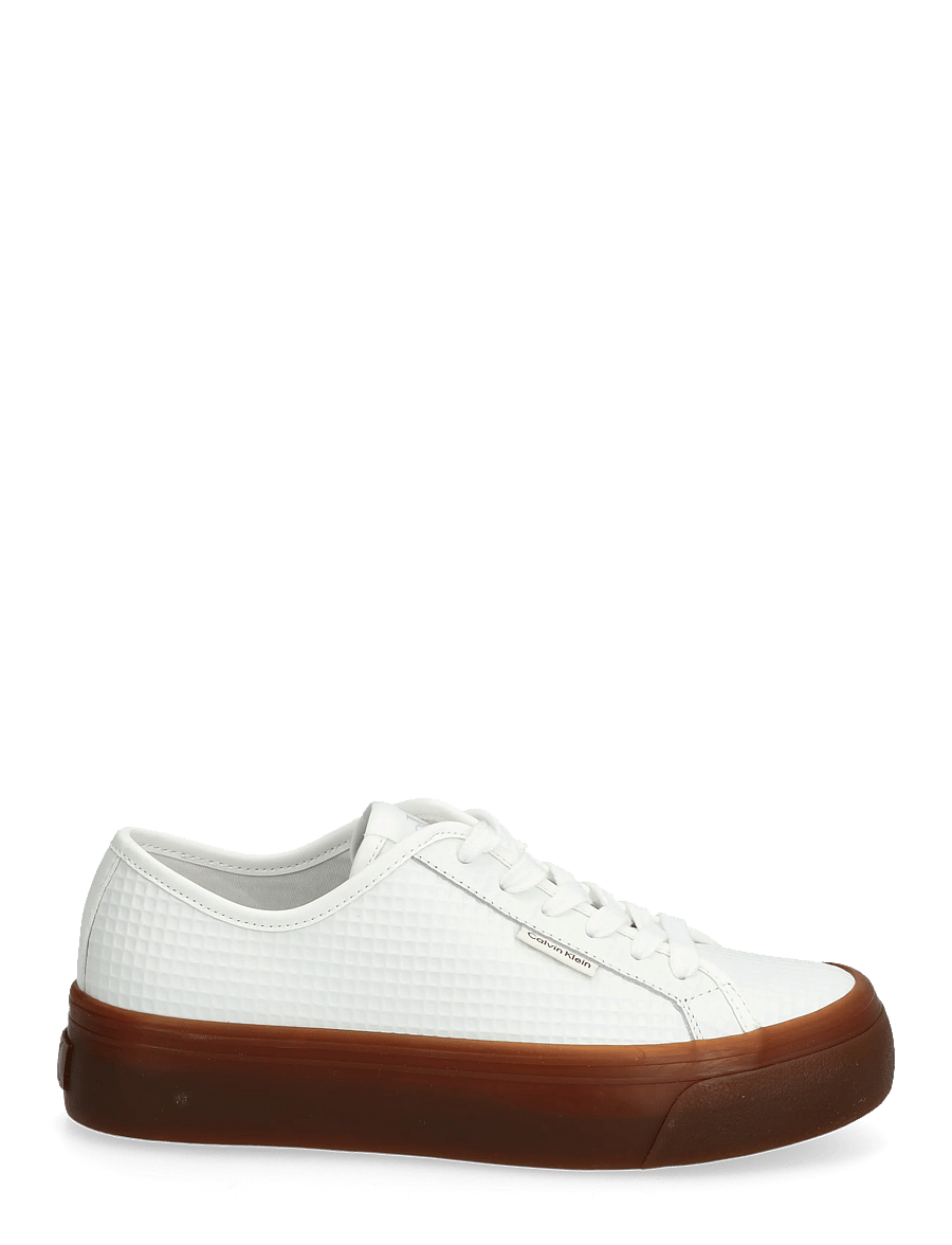 Calvin Klein - VULC FLATF LACE UP TEXT LTH - konfirmation - bright white gum - 1