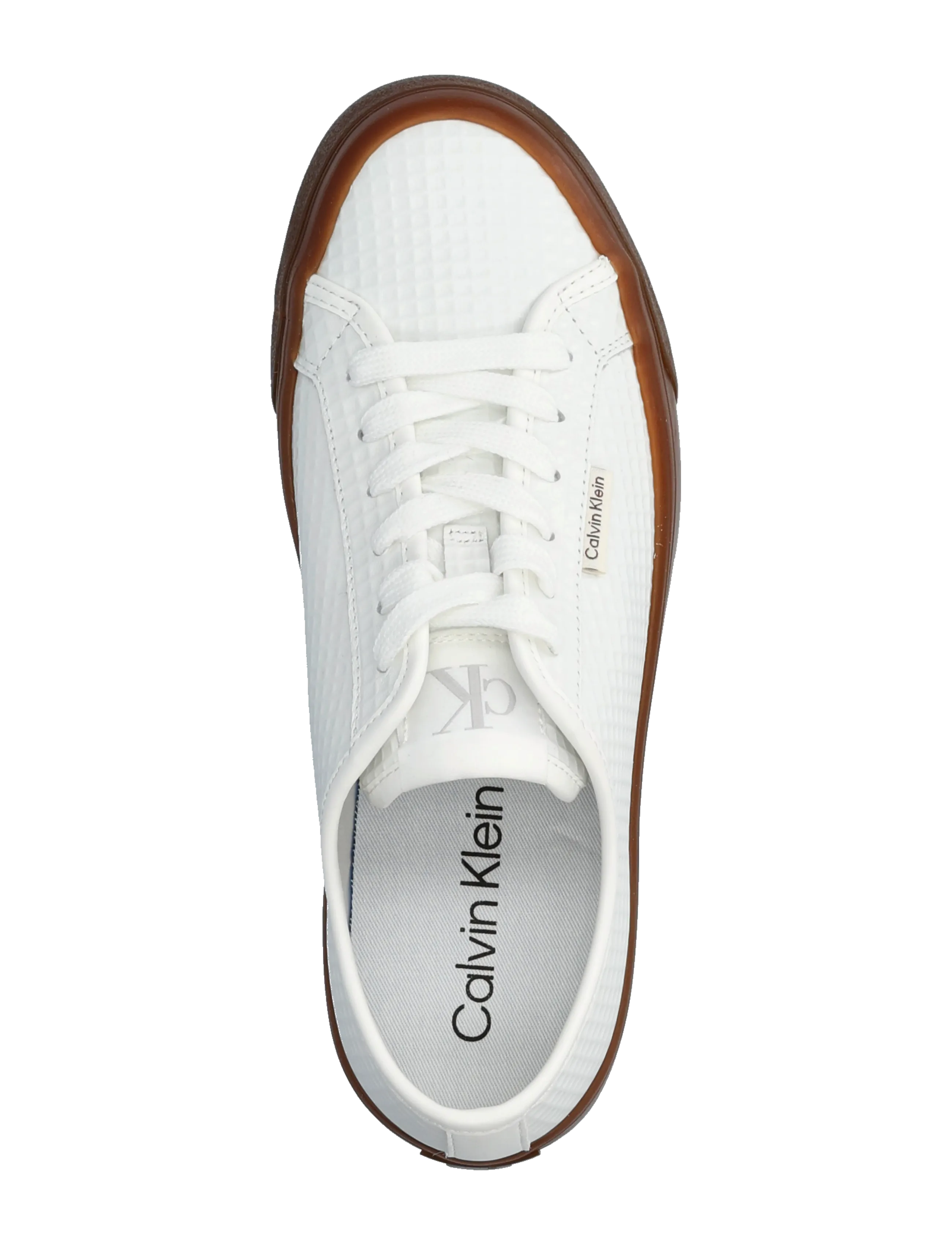 Calvin Klein - VULC FLATF LACE UP TEXT LTH - konfirmation - bright white gum - 3