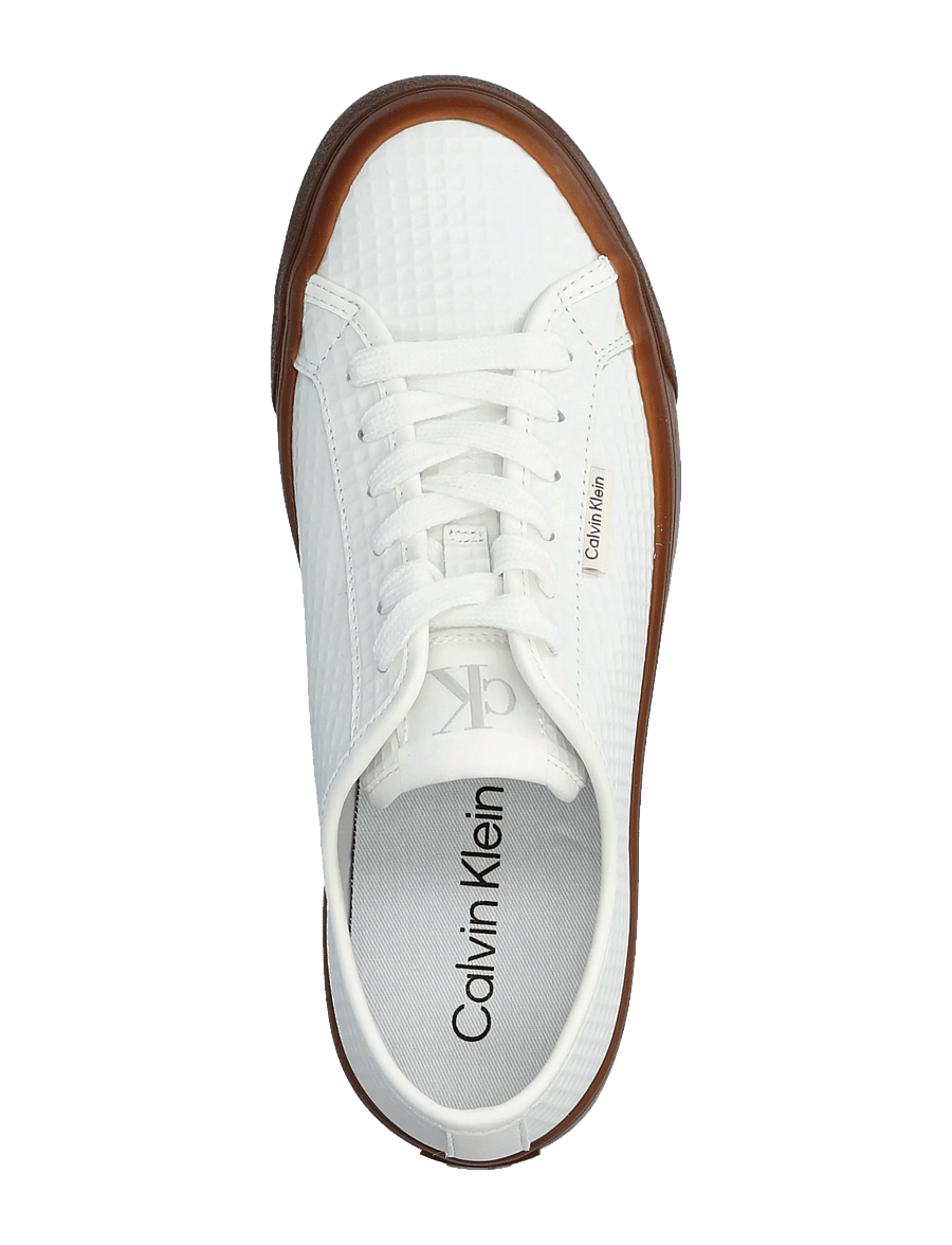 Calvin Klein - VULC FLATF LACE UP TEXT LTH - konfirmation - bright white gum - 3