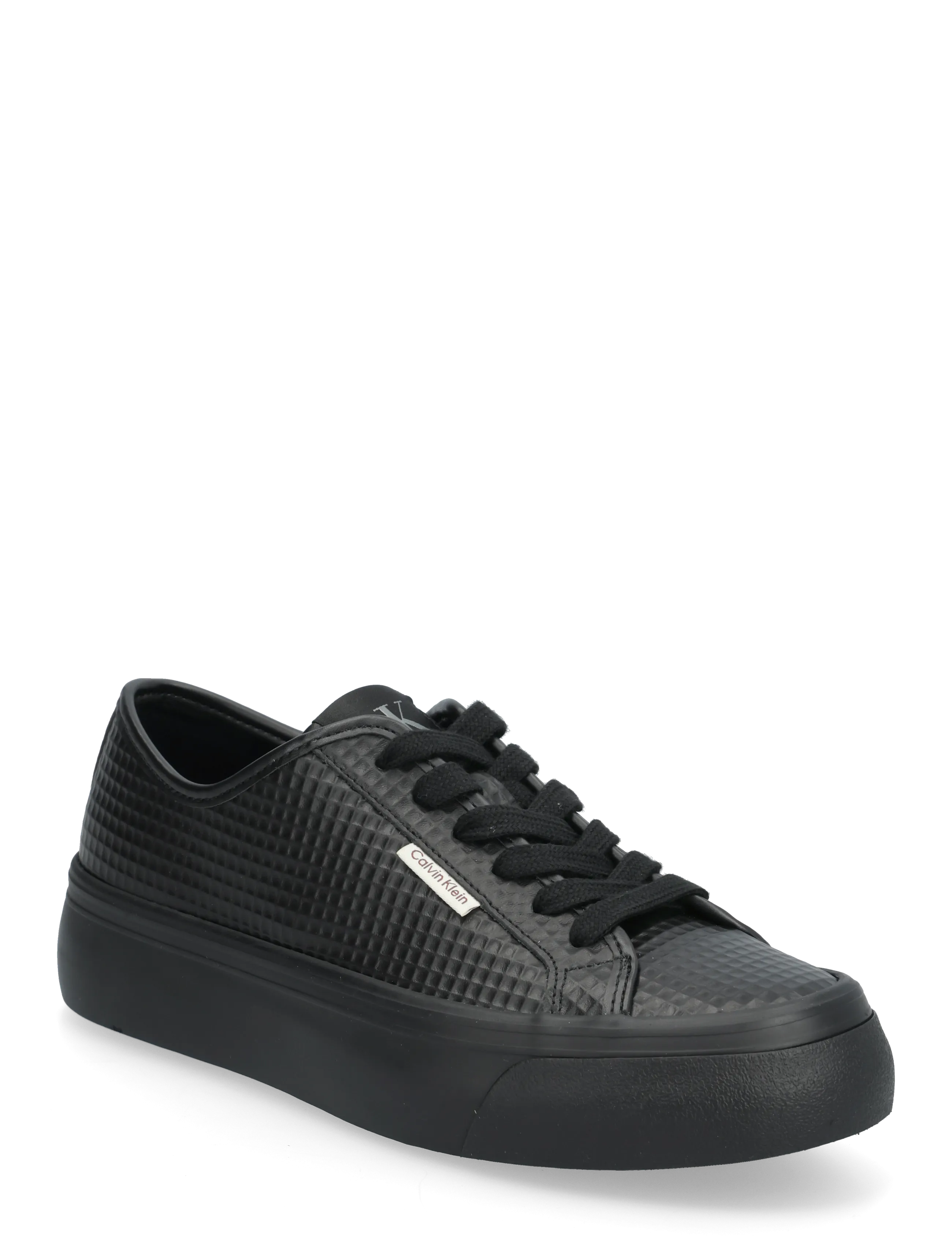 Calvin Klein VULC FLATF LACE UP TEXT LTH - Tennised - TRIPLE BLACK / black