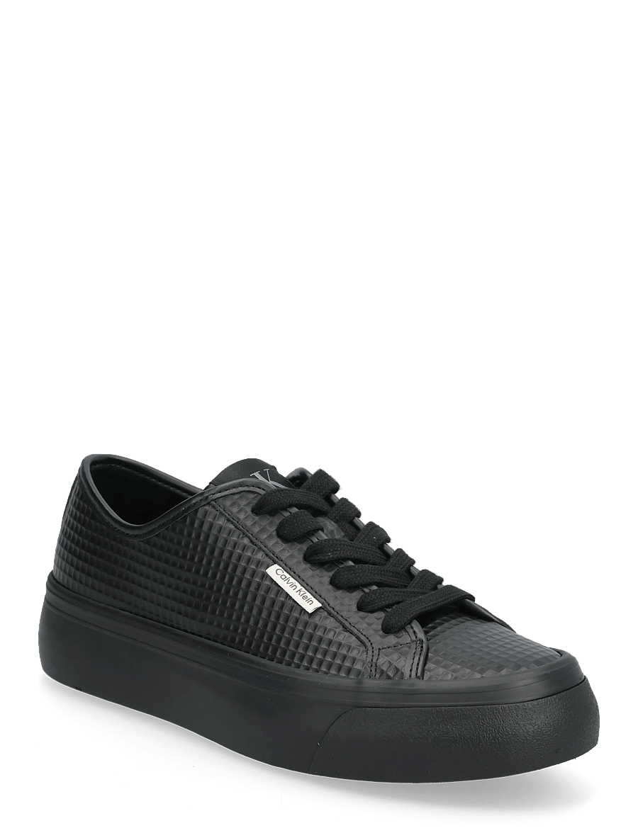 Calvin Klein - VULC FLATF LACE UP TEXT LTH - konfirmationstøj - triple black - 0