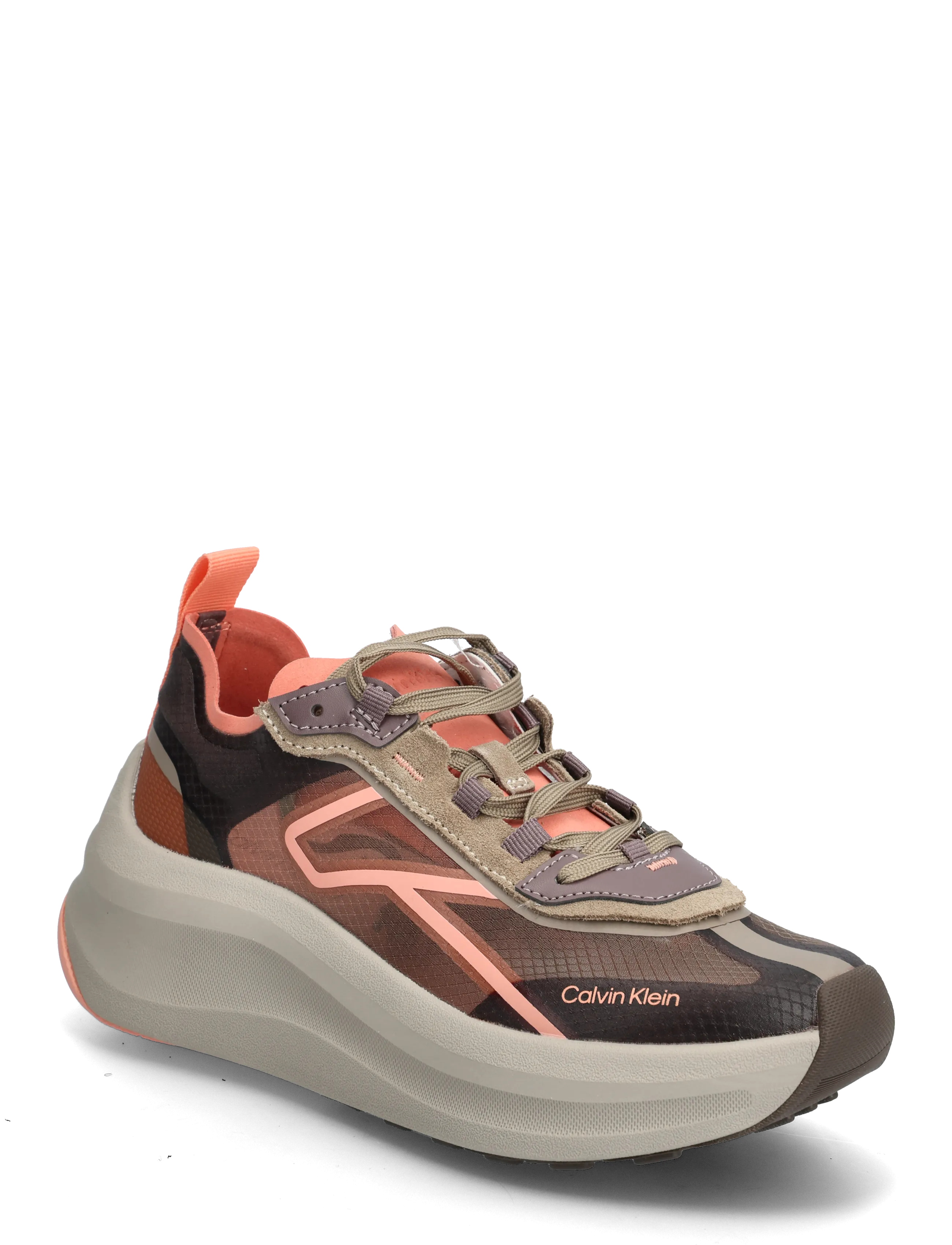 Calvin Klein CHUNKY RUN CKSTRIPE LUP TRAN RIP - Wanderschuhe - PEPPERCORN DESERT TAUPE PEACH PINK / coral