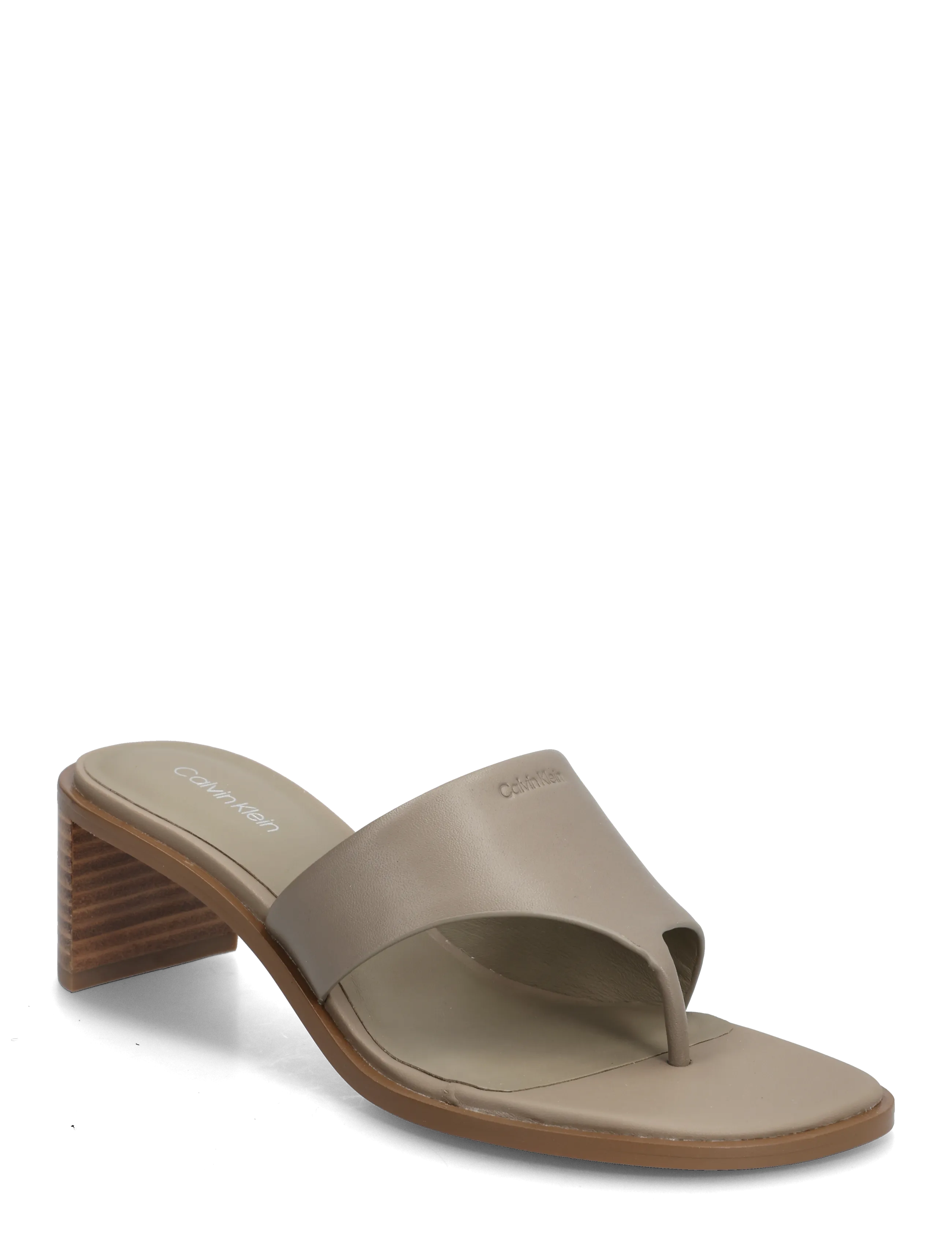 Calvin Klein BLOCK HEEL SNDL THONG LTH - Nyheter - DESERT TAUPE / beige