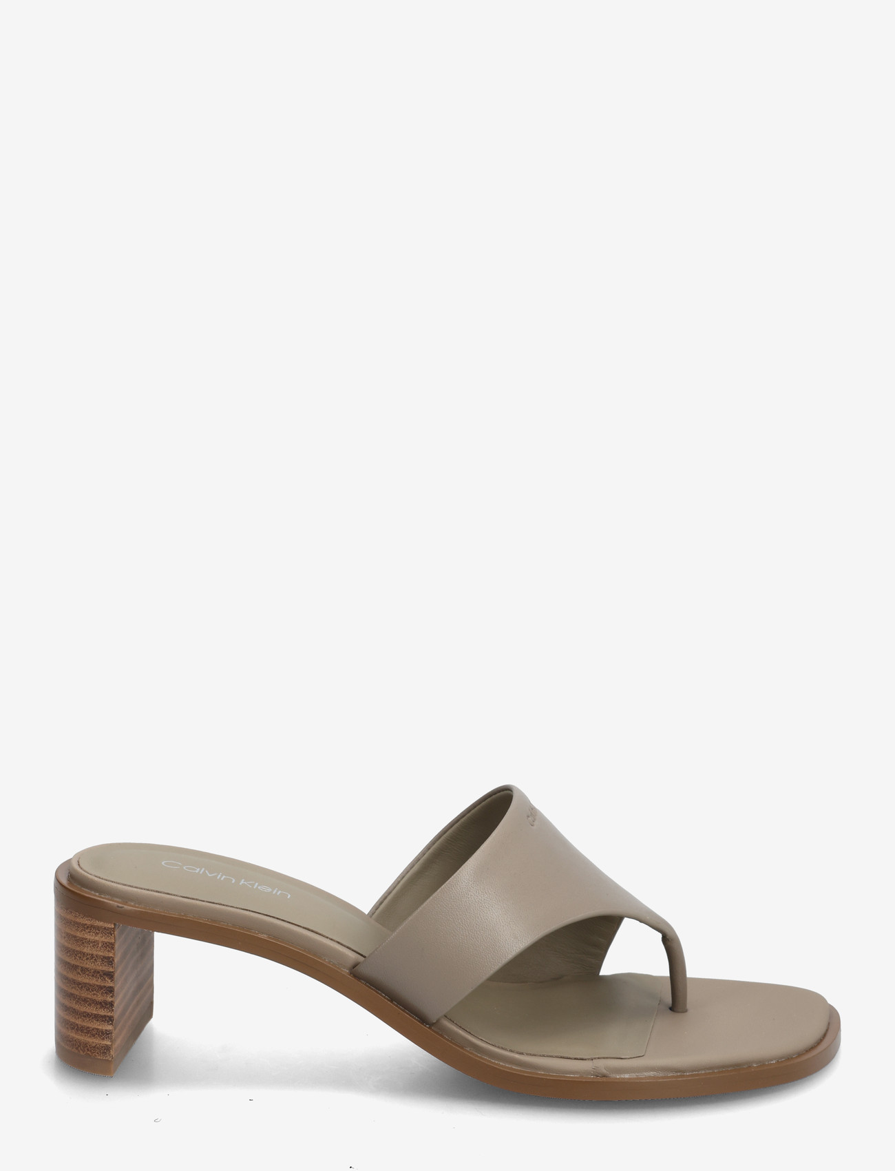 Calvin Klein - BLOCK HEEL SNDL THONG LTH - sandaletter - desert taupe - 1