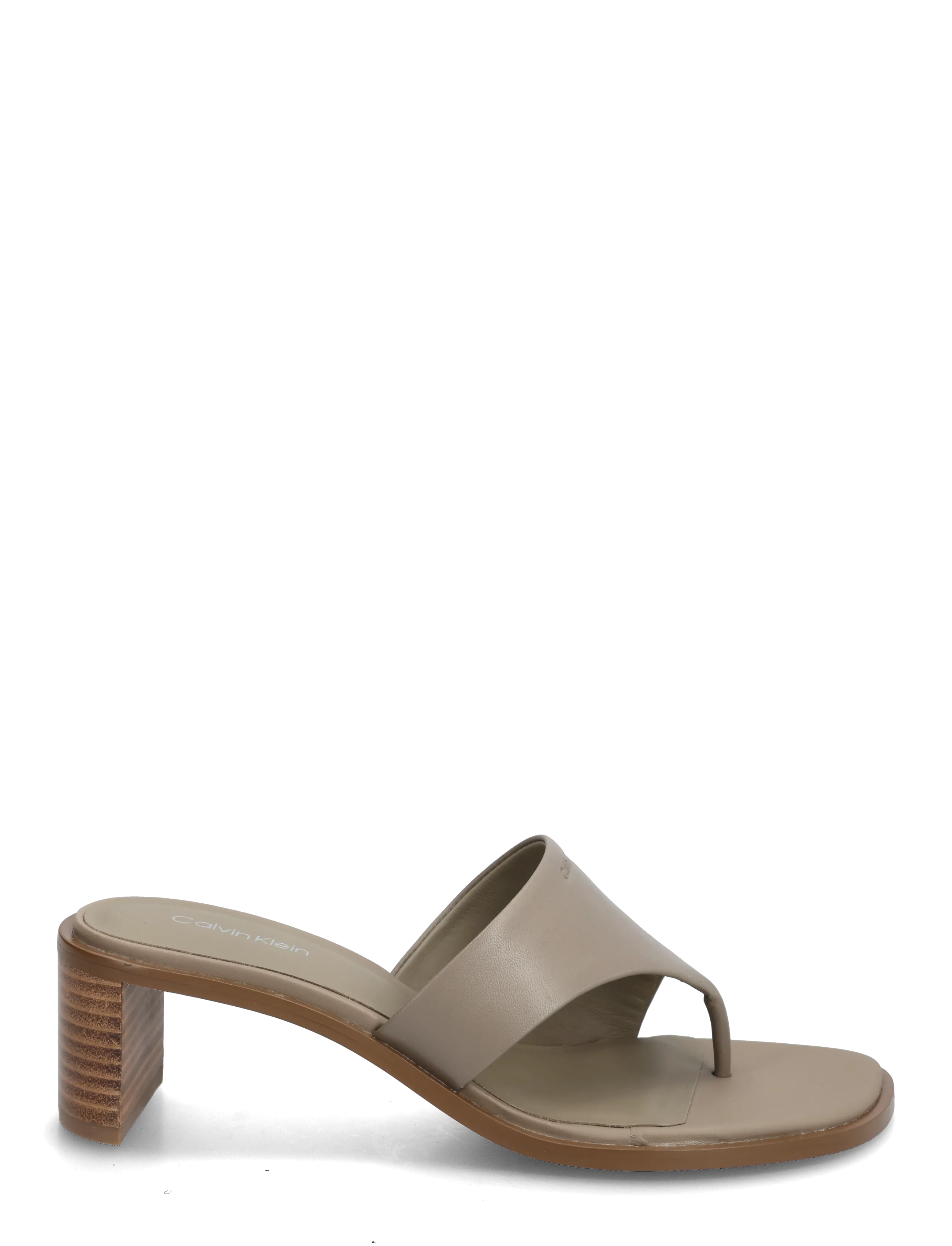 Calvin Klein - BLOCK HEEL SNDL THONG LTH - sandalar með hæl - desert taupe - 1
