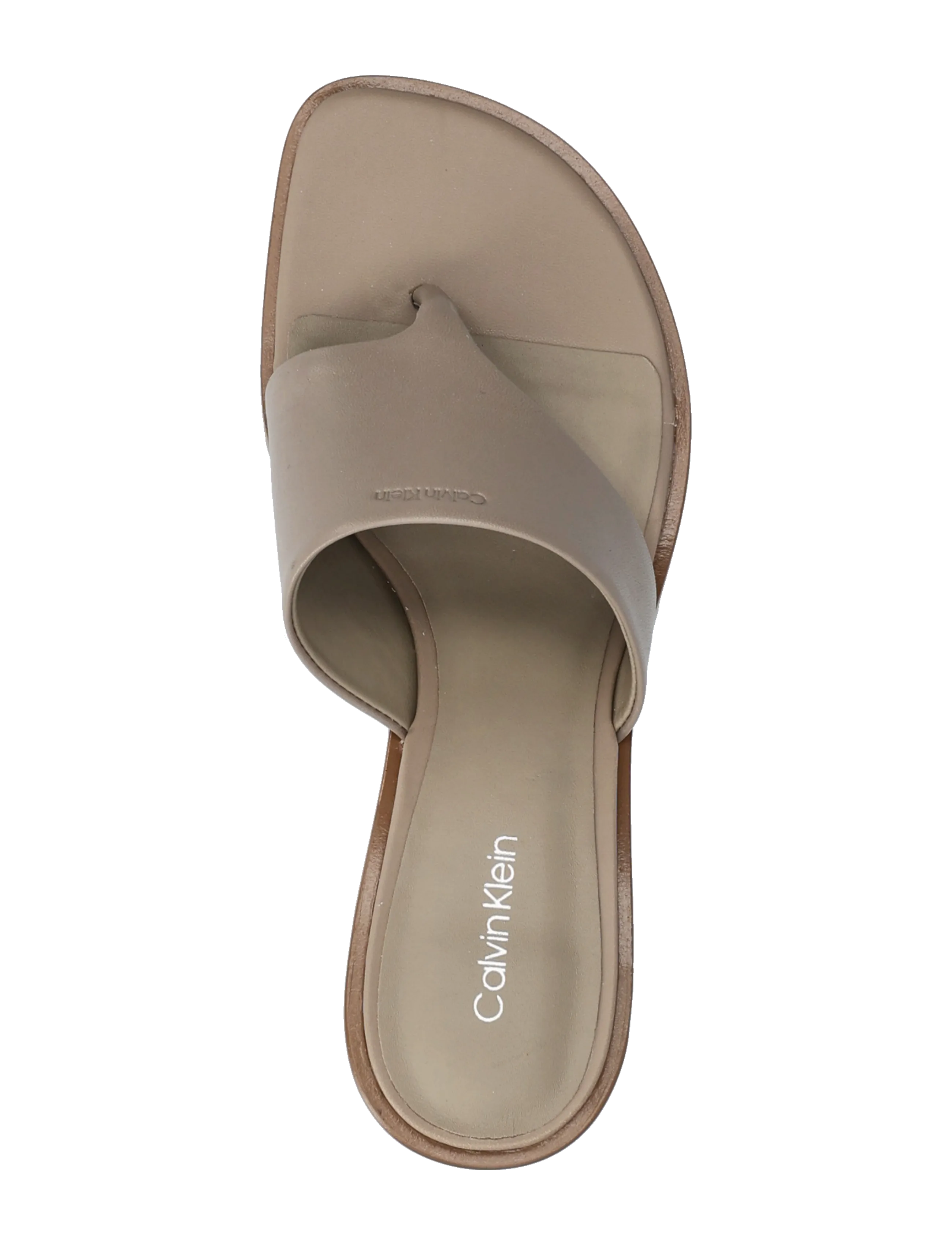 Calvin Klein - BLOCK HEEL SNDL THONG LTH - sandalar með hæl - desert taupe - 3