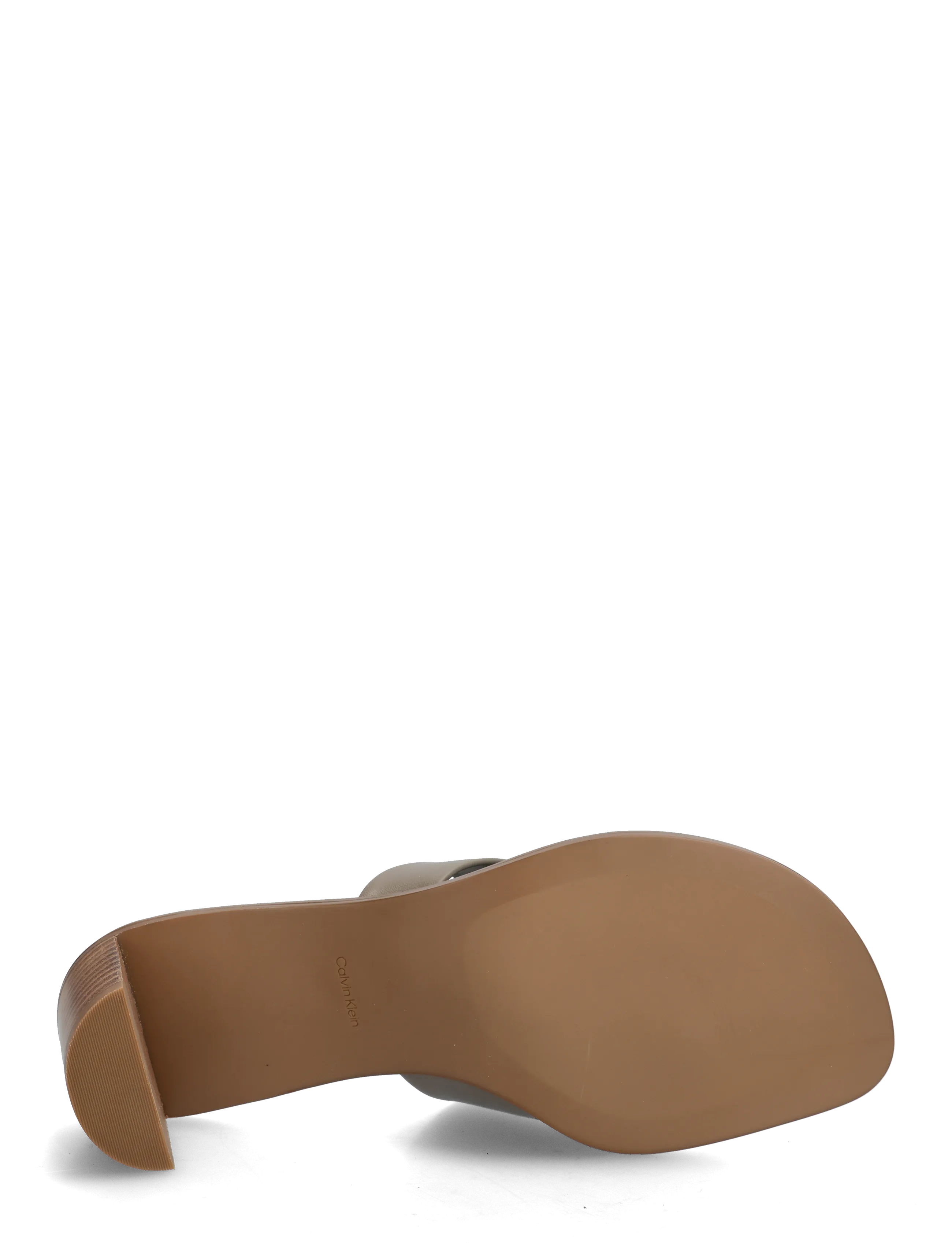 Calvin Klein - BLOCK HEEL SNDL THONG LTH - sandalar með hæl - desert taupe - 4