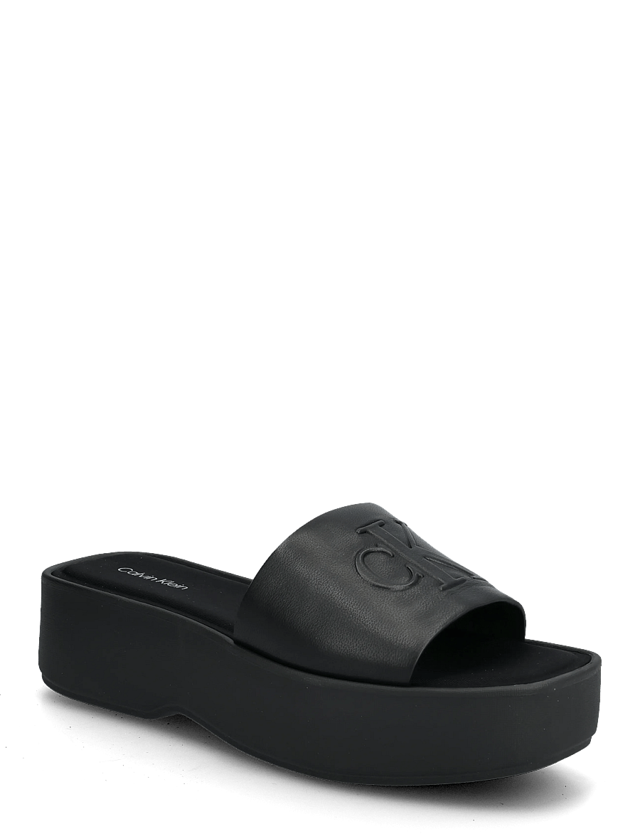 Calvin Klein - FLATF SNDL LTH MG - platform sandals - triple black - 0