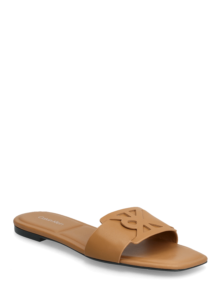 Calvin Klein - SQUARE FLAT SANDAL EMBLEM - madalad sandaalid - cashew - 0