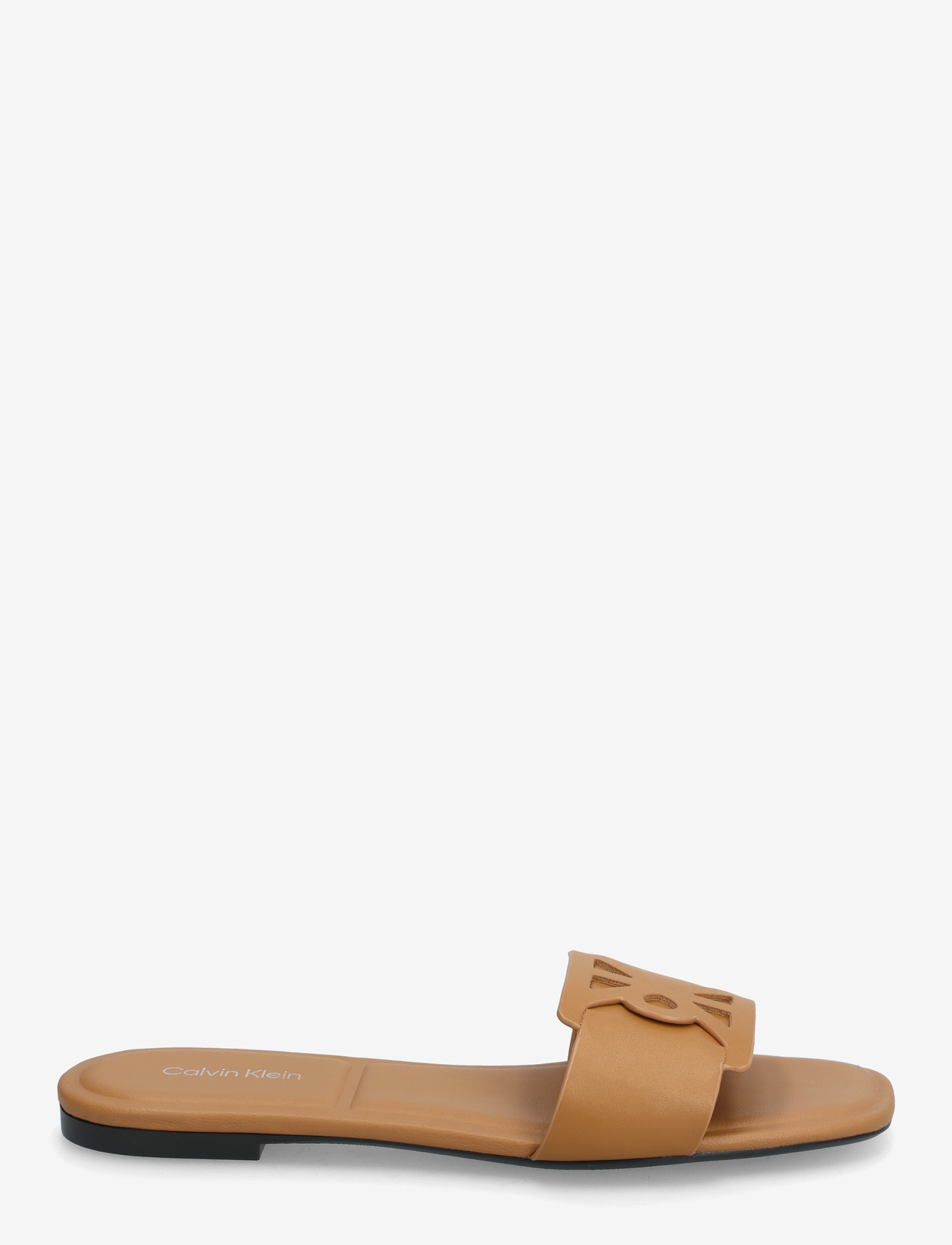 Calvin Klein - SQUARE FLAT SANDAL EMBLEM - flache pantoletten - cashew - 1