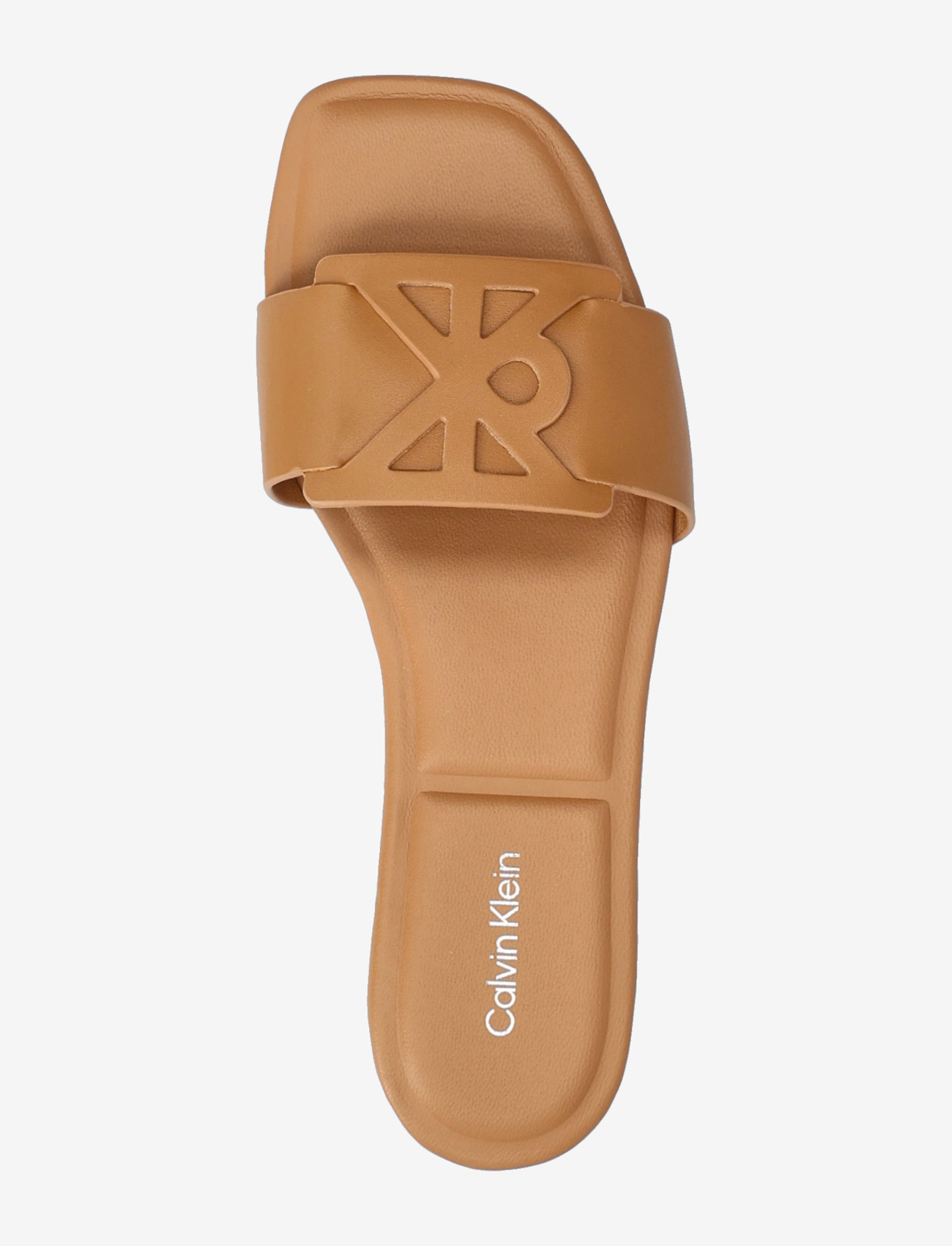 Calvin Klein - SQUARE FLAT SANDAL EMBLEM - flache pantoletten - cashew - 3
