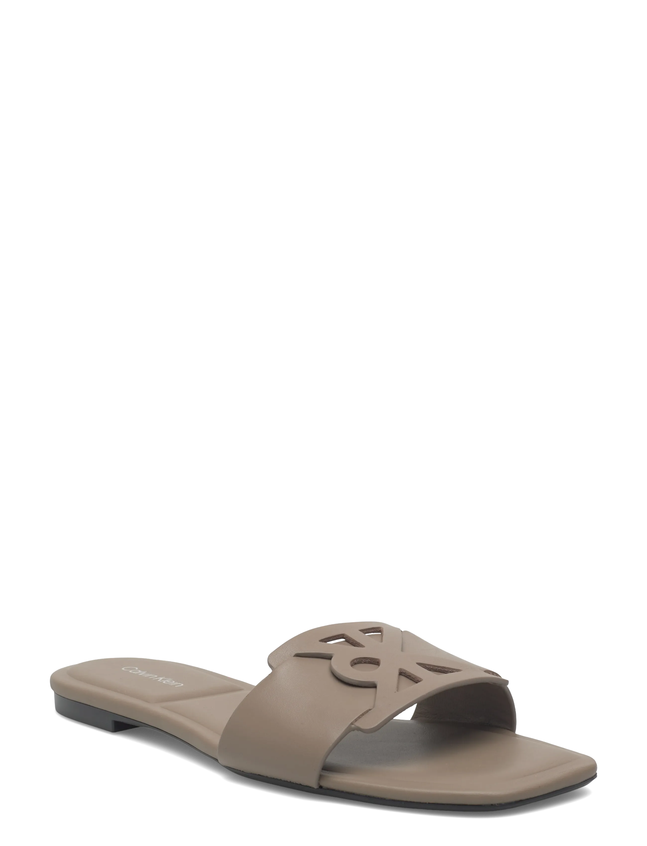 Calvin Klein Square Flat Sandal Emblem, 37, Beige, Sandaler > Flade Sandals, Dame