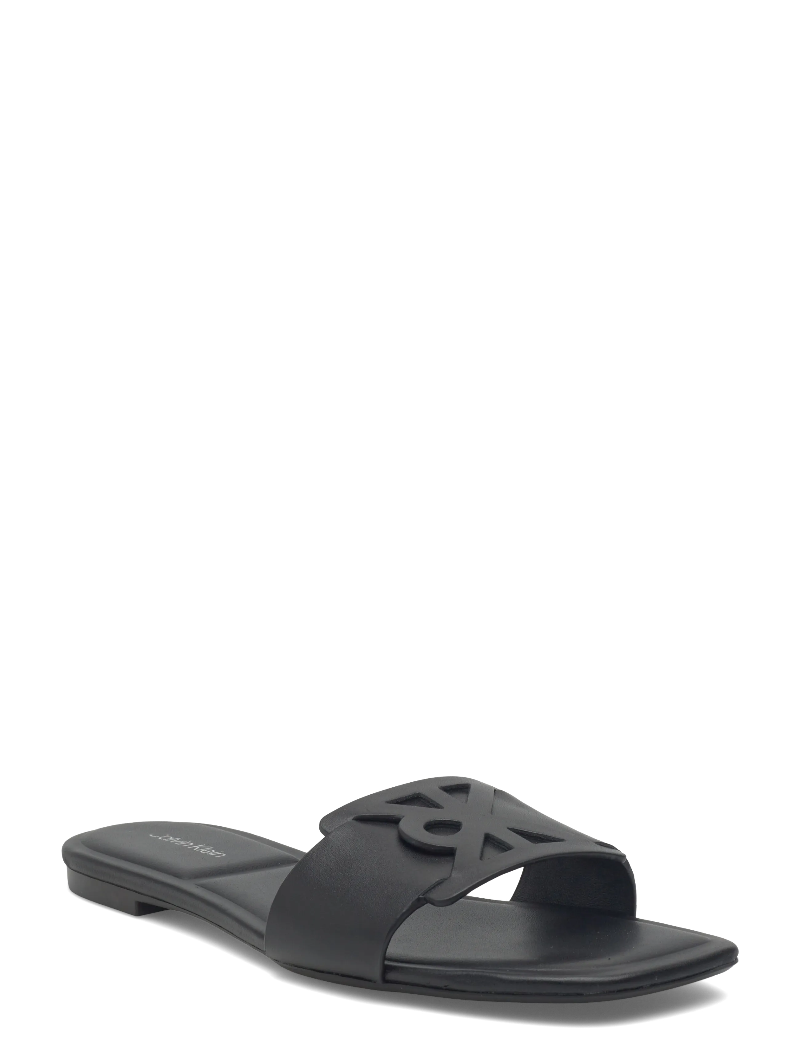 Calvin Klein Square Flat Sandal Emblem, 38, Black, Sandaler > Flade Sandals, Dame