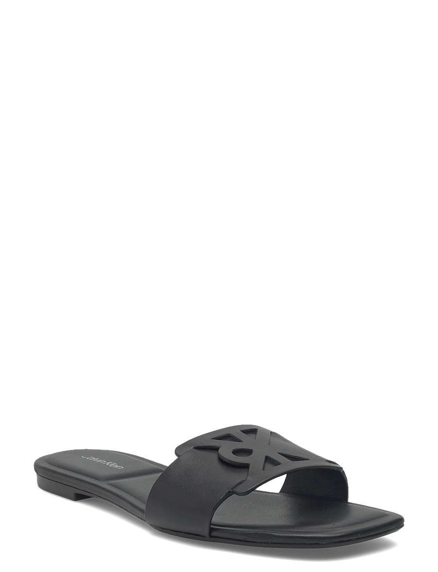 Calvin Klein - SQUARE FLAT SANDAL EMBLEM - flache sandalen - triple black - 0