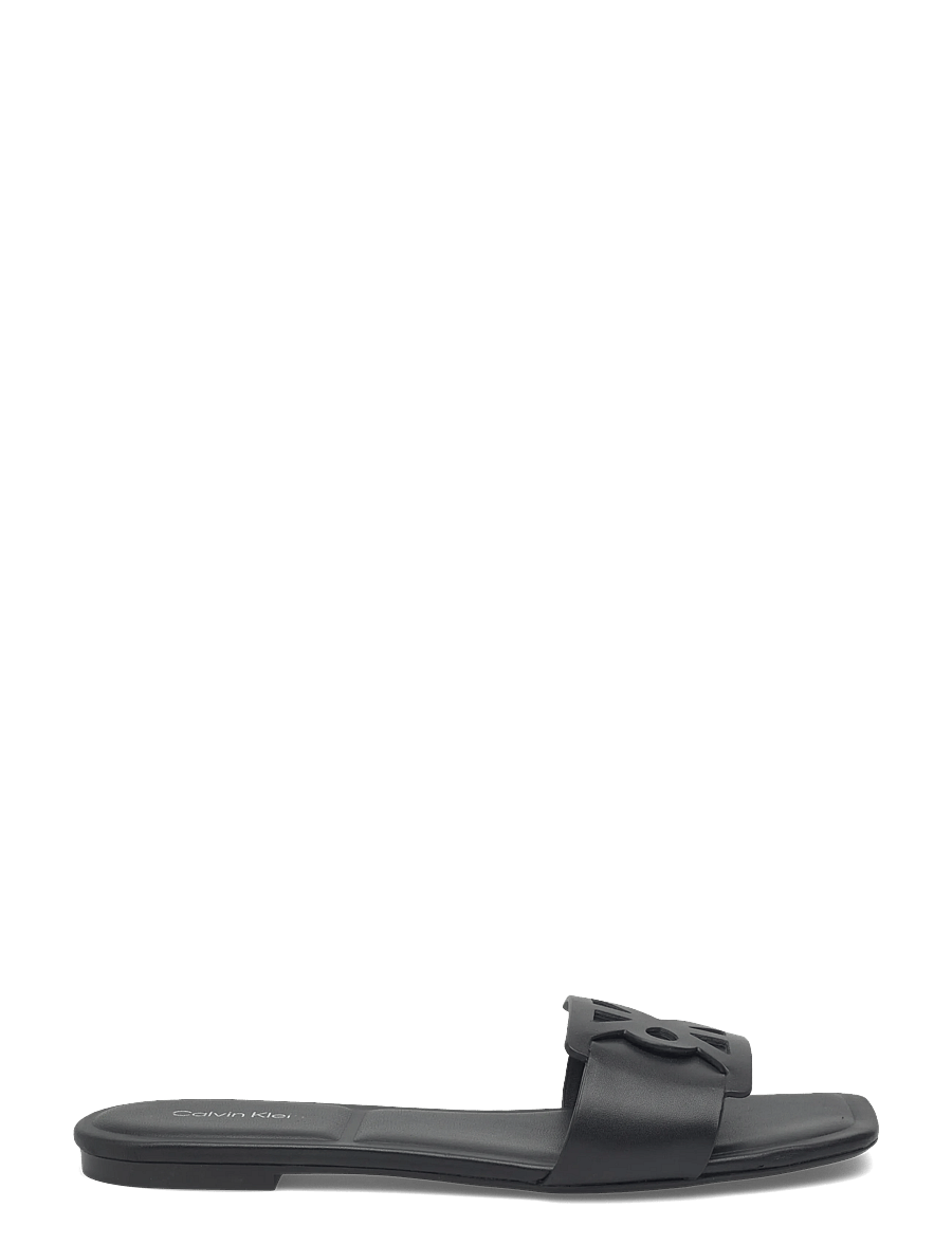 Calvin Klein - SQUARE FLAT SANDAL EMBLEM - flache sandalen - triple black - 1