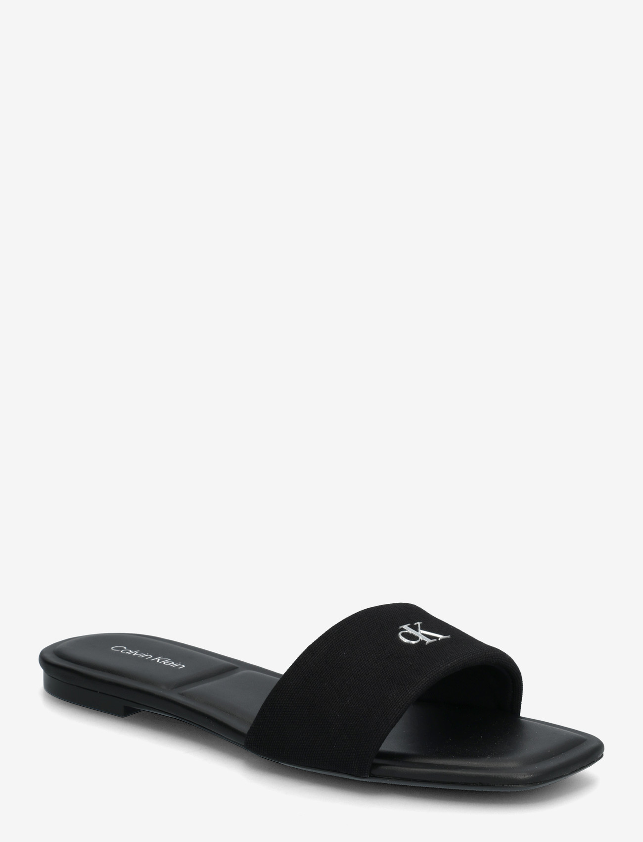 Calvin Klein - SQUARE FLAT SNDL CANVAS HW - platta sandaler - triple black - 0