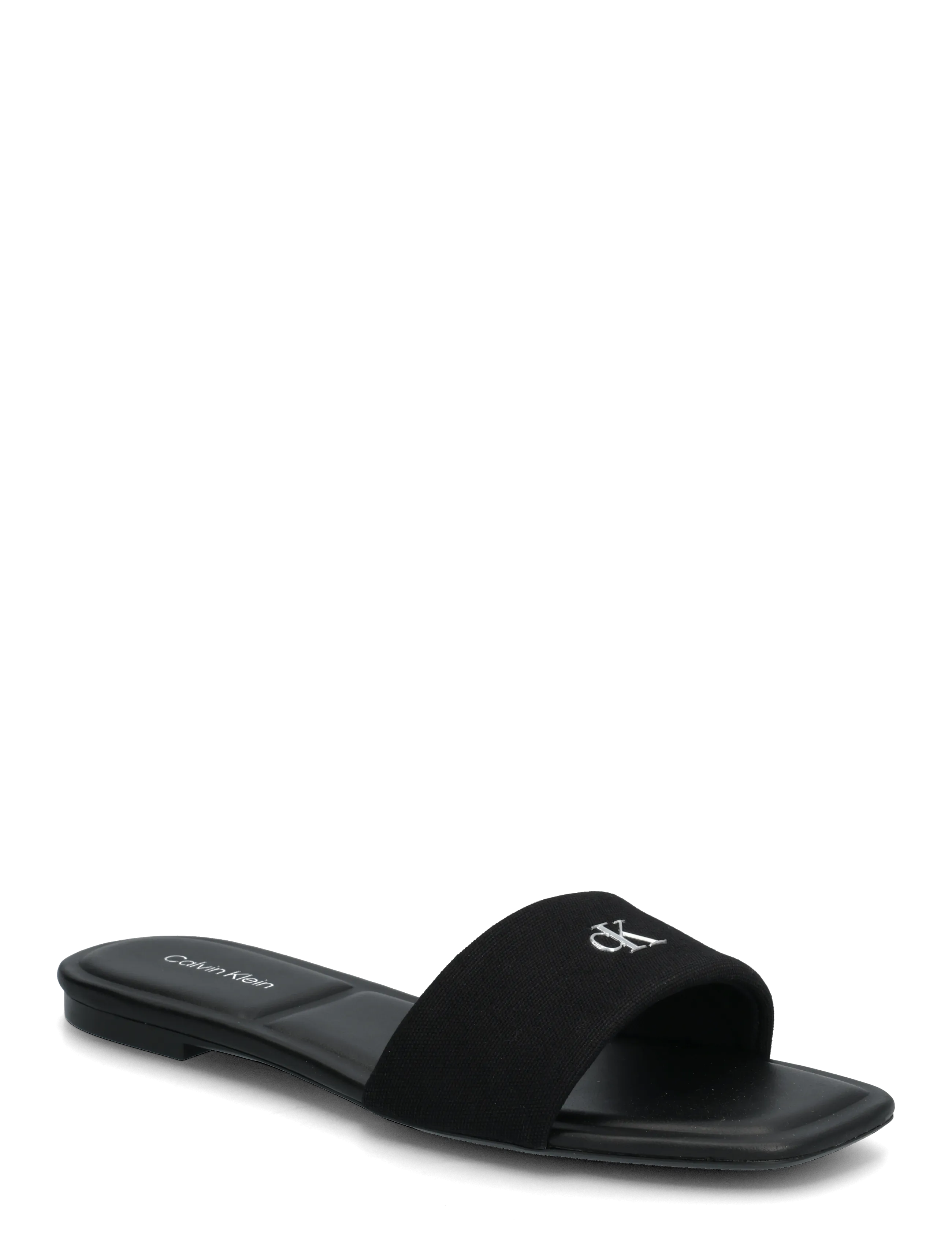 Calvin Klein SQUARE FLAT SNDL CANVAS HW - Schuhe - TRIPLE BLACK / black