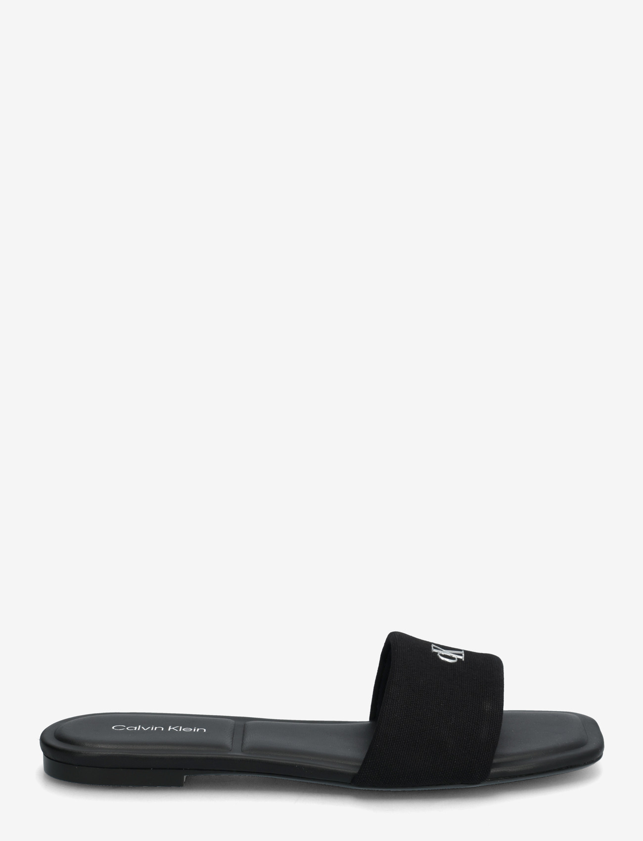 Calvin Klein - SQUARE FLAT SNDL CANVAS HW - platta sandaler - triple black - 1
