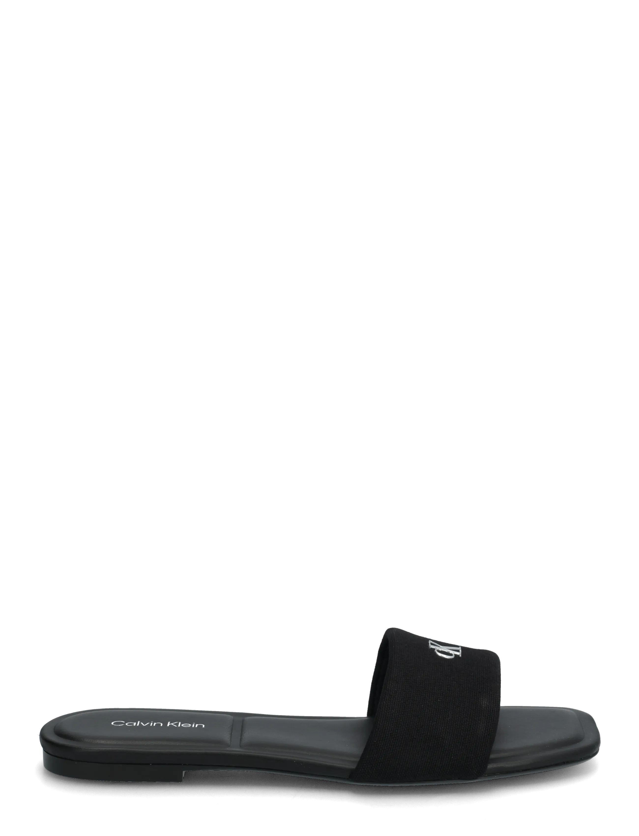Calvin Klein - SQUARE FLAT SNDL CANVAS HW - flade sandaler - triple black - 1