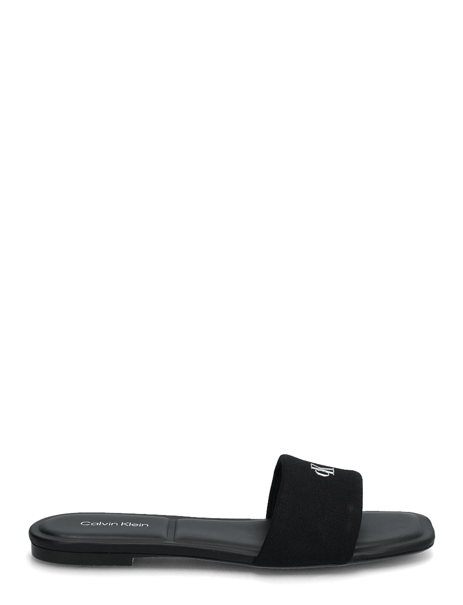 Calvin Klein - SQUARE FLAT SNDL CANVAS HW - flade sandaler - triple black - 1
