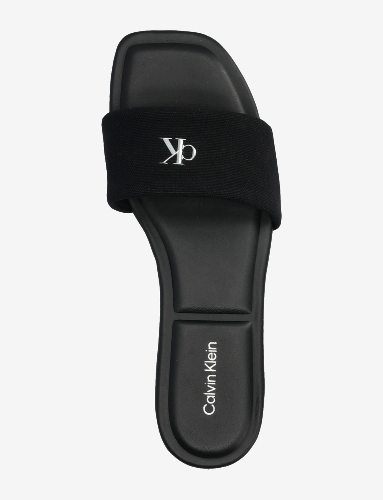 Calvin Klein - SQUARE FLAT SNDL CANVAS HW - platta sandaler - triple black - 3