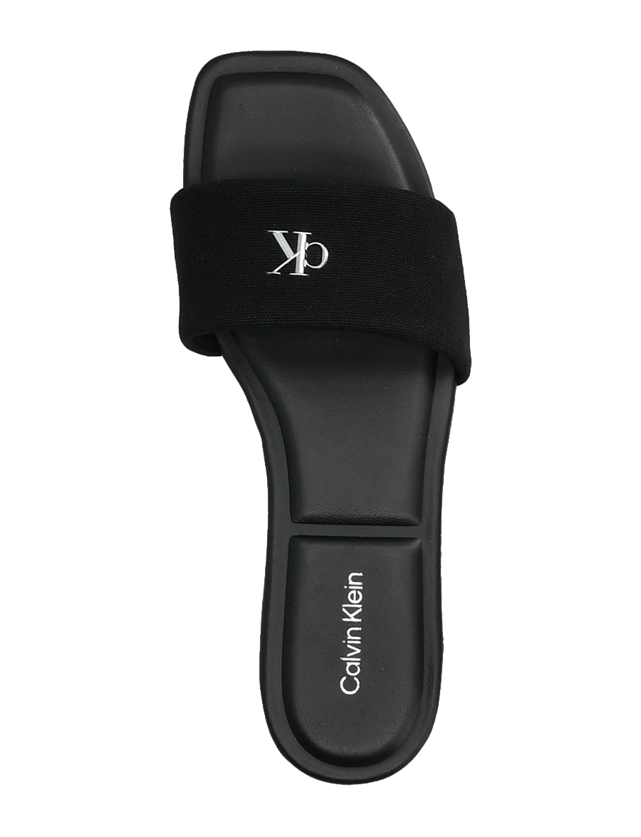 Calvin Klein - SQUARE FLAT SNDL CANVAS HW - flade sandaler - triple black - 3