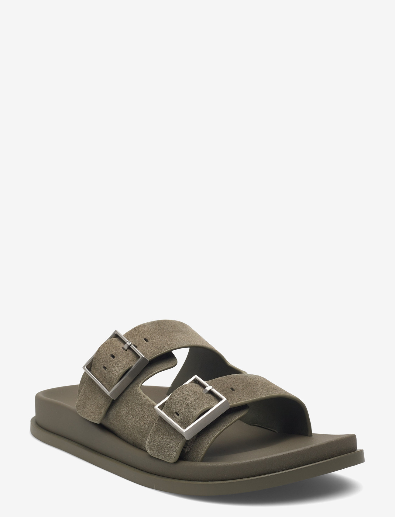 Calvin Klein - CITY SANDAL BUCKLE SUEDE - platta sandaler - deep lichen green - 0