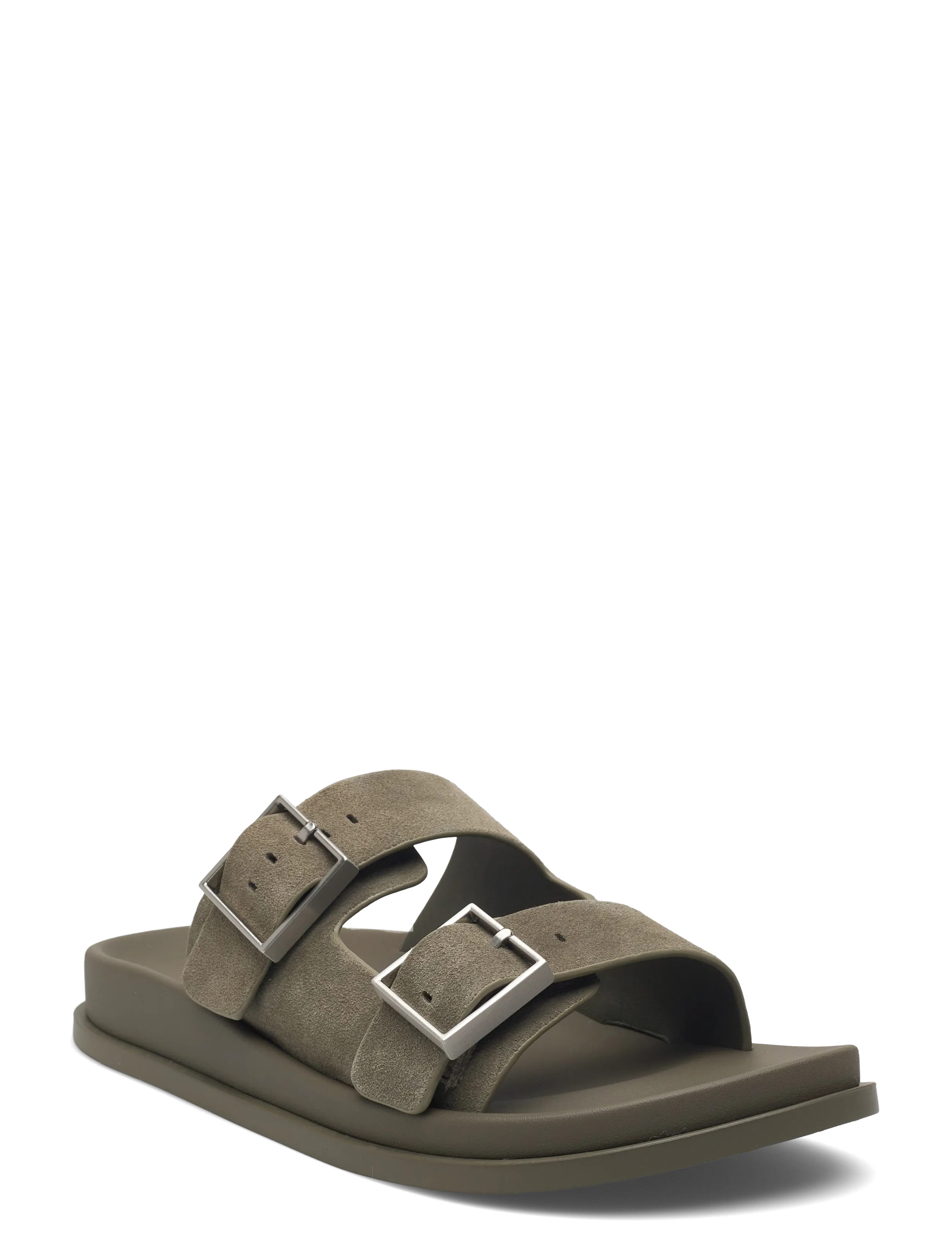 Calvin Klein CITY SANDAL BUCKLE SUEDE - Sandaalid - DEEP LICHEN GREEN / khaki/green