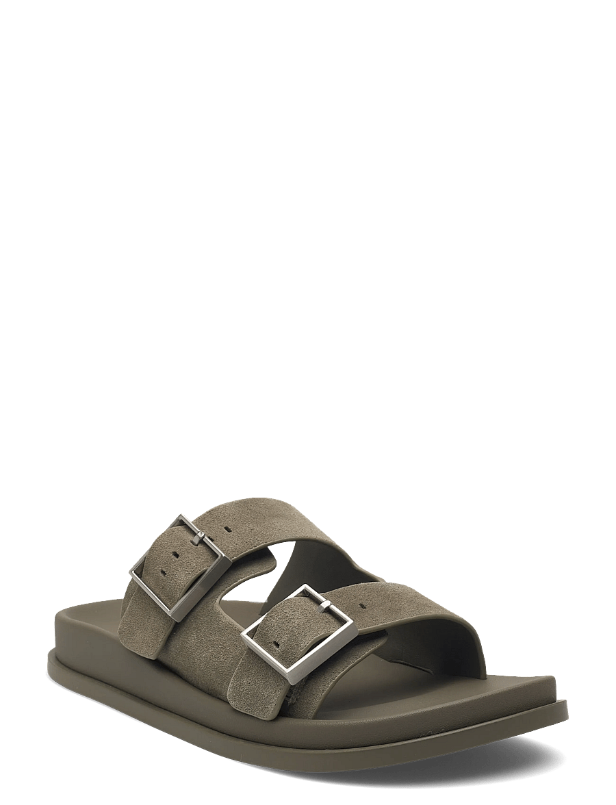 Calvin Klein - CITY SANDAL BUCKLE SUEDE - platta sandaler - deep lichen green - 0