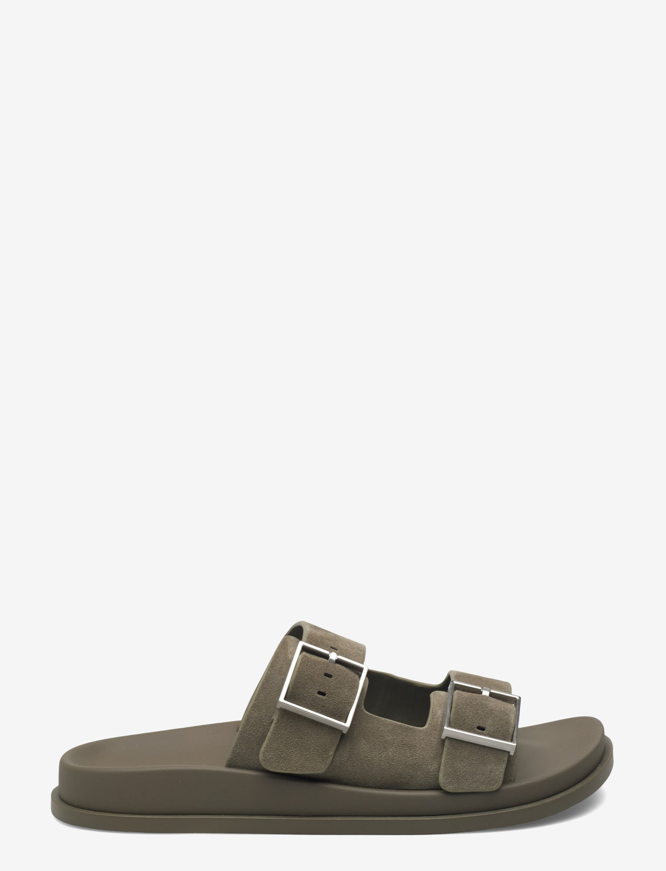 Calvin Klein - CITY SANDAL BUCKLE SUEDE - platta sandaler - deep lichen green - 1