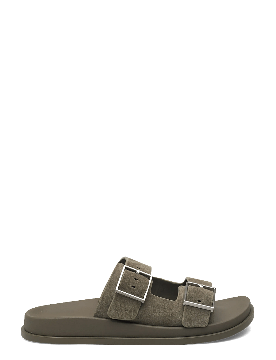 Calvin Klein - CITY SANDAL BUCKLE SUEDE - platta sandaler - deep lichen green - 1