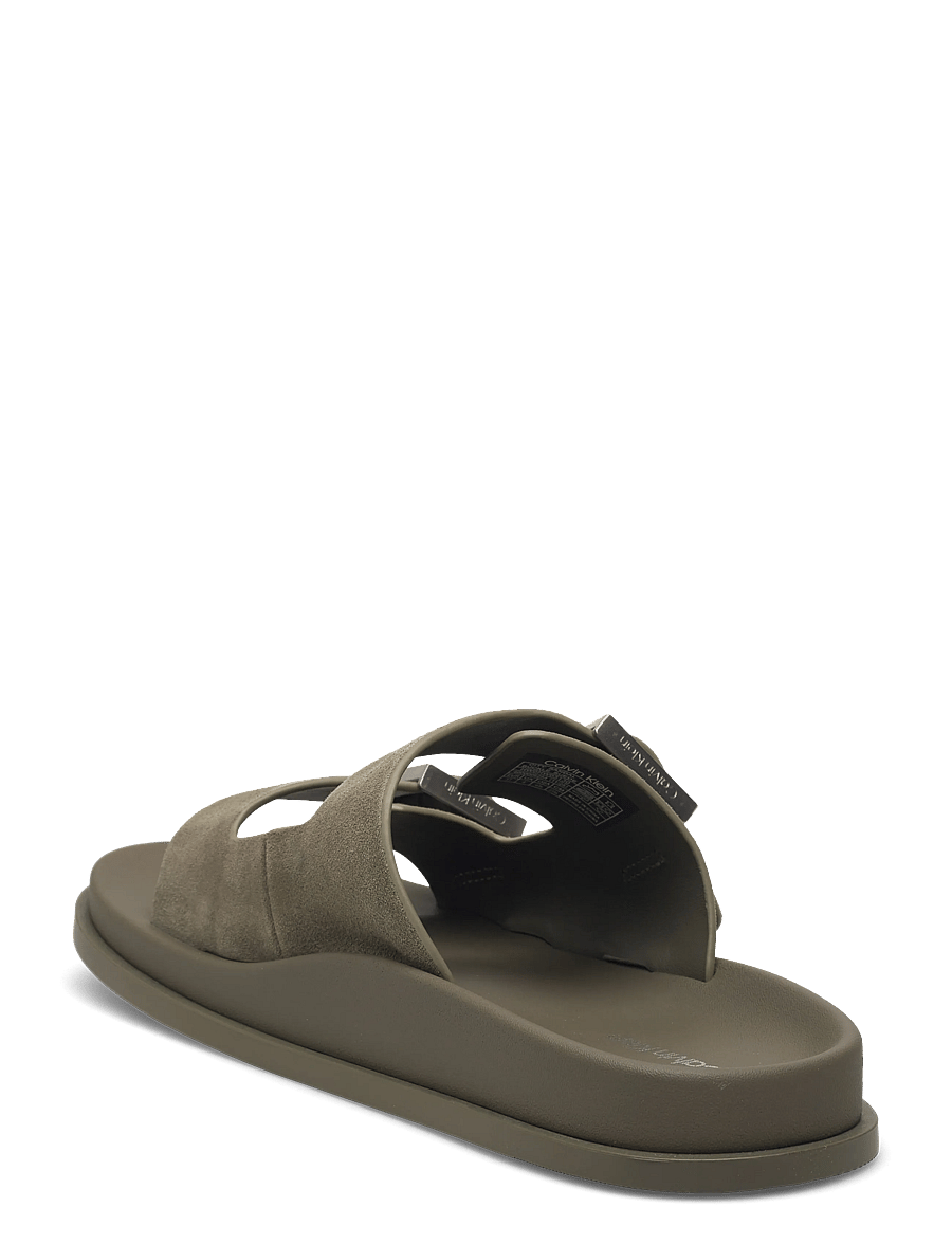 Calvin Klein - CITY SANDAL BUCKLE SUEDE - platta sandaler - deep lichen green - 2