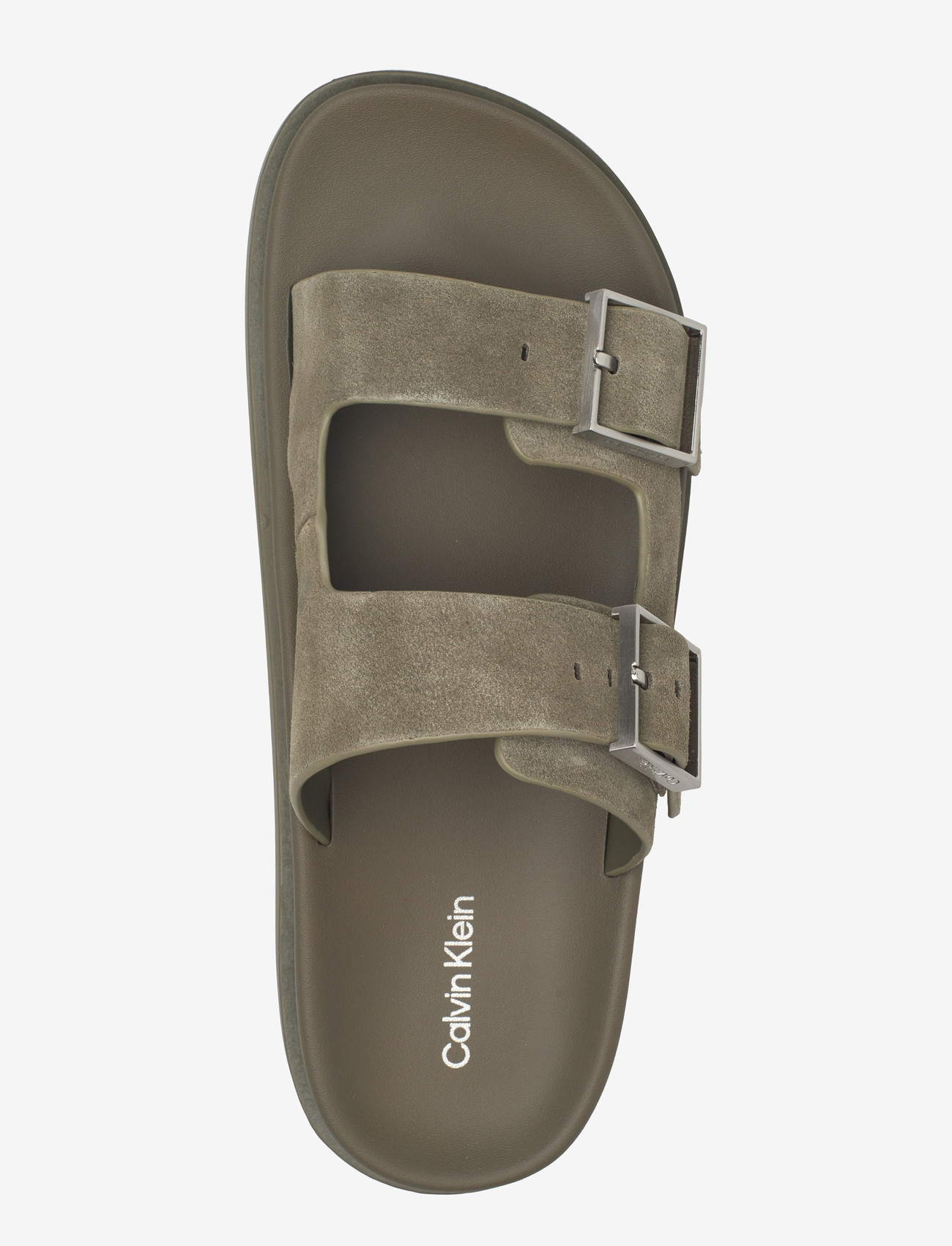 Calvin Klein - CITY SANDAL BUCKLE SUEDE - platta sandaler - deep lichen green - 3