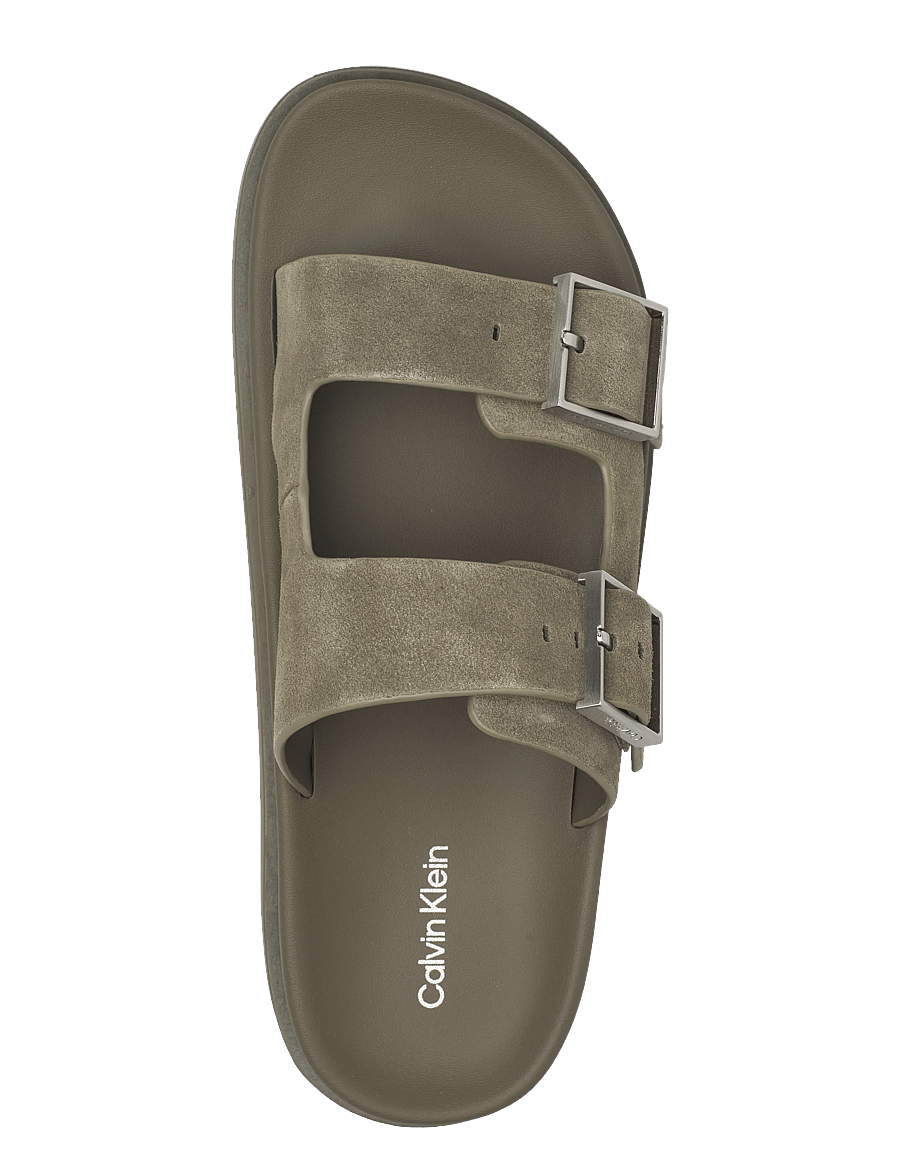 Calvin Klein - CITY SANDAL BUCKLE SUEDE - platta sandaler - deep lichen green - 3