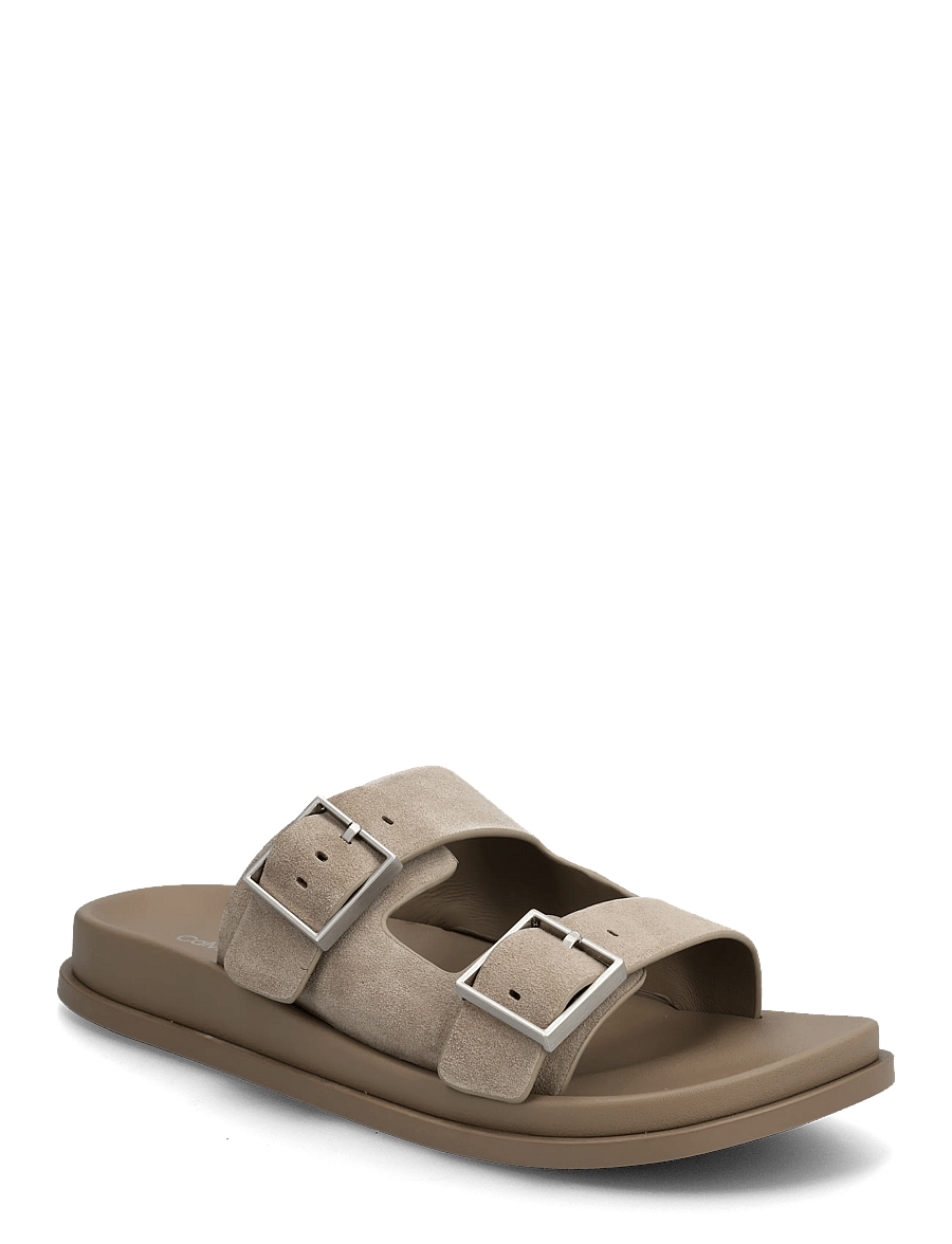 Calvin Klein - CITY SANDAL BUCKLE SUEDE - flache sandalen - desert taupe - 0