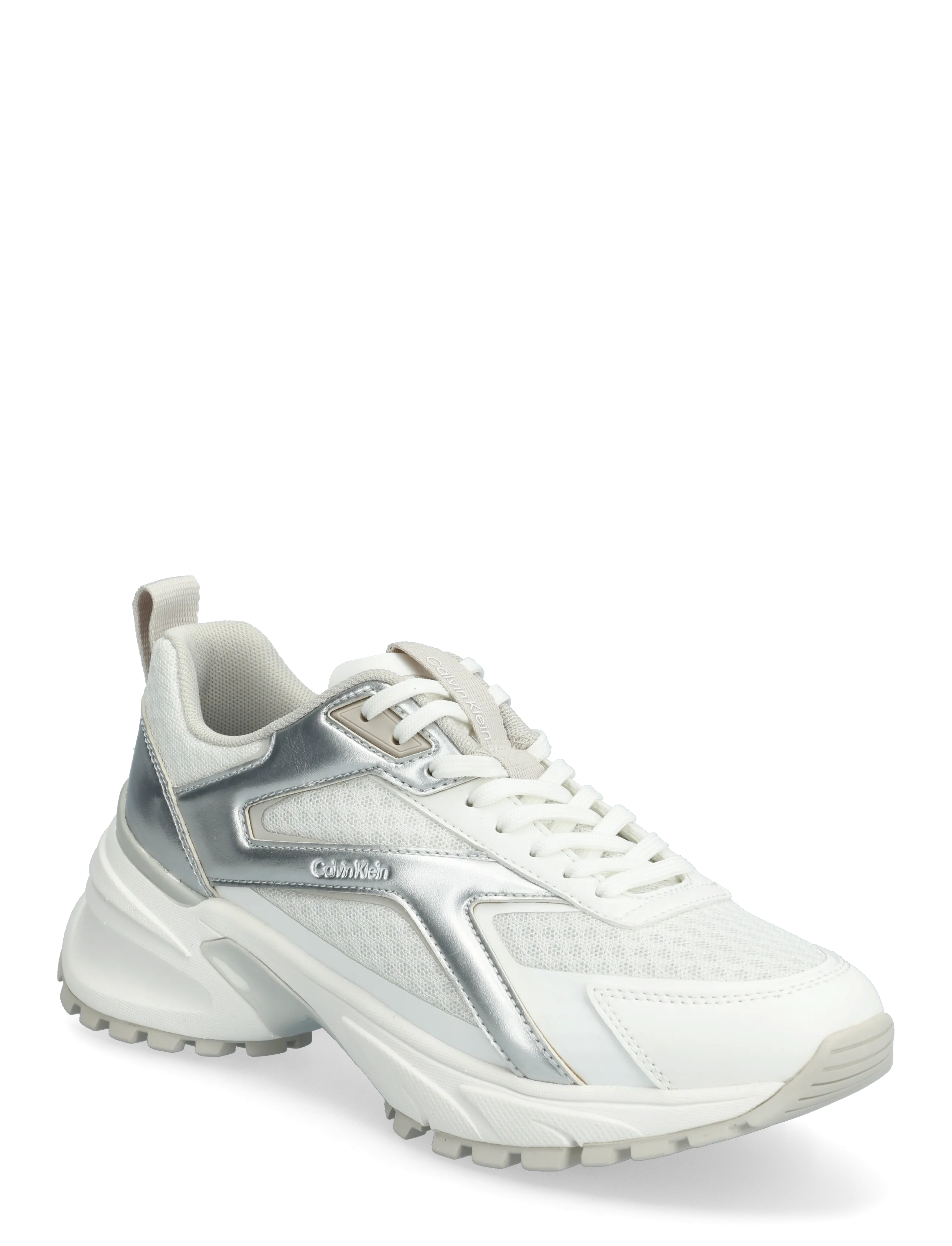 Calvin Klein HIKE RUN CKSTRIPE MESH MET - Schuhe - BRIGHT WHITE SILVER / white