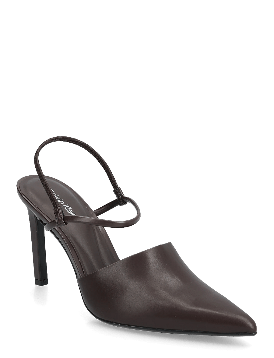 Calvin Klein - ESS STILETTO 90 SLING POL LTH - slingbacks mit absatz - chocolate plum - 0