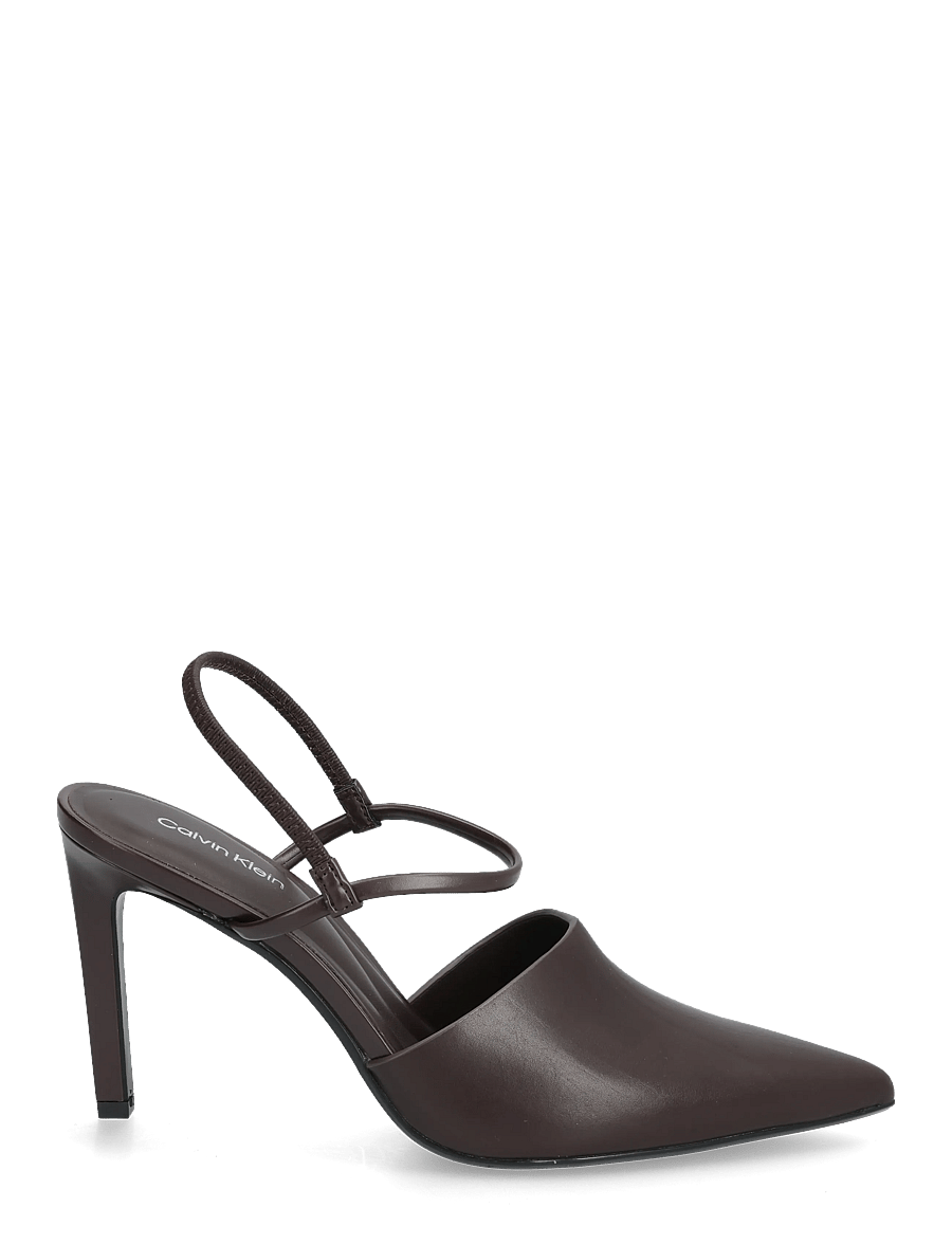 Calvin Klein - ESS STILETTO 90 SLING POL LTH - slingbacks mit absatz - chocolate plum - 1