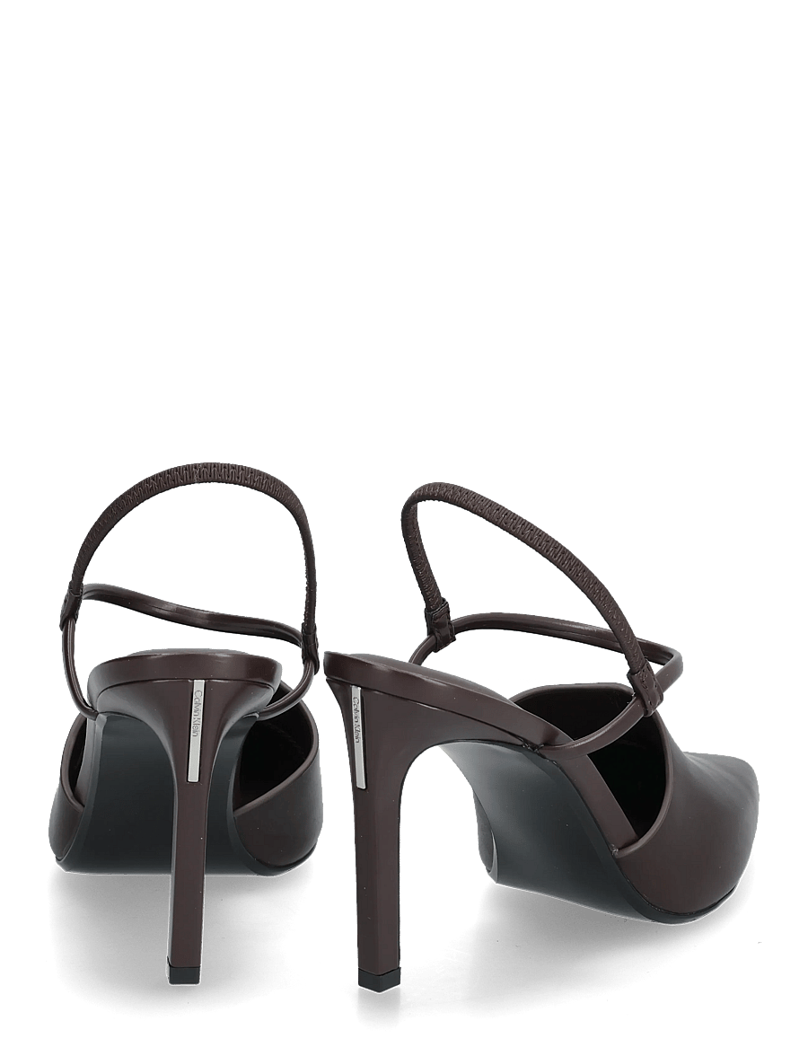 Calvin Klein - ESS STILETTO 90 SLING POL LTH - slingbacks mit absatz - chocolate plum - 4
