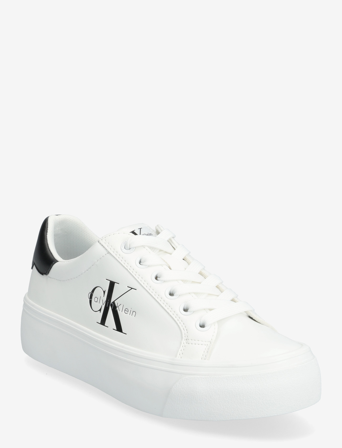 Calvin Klein - VULC FLATFORM LACEUP LOW LTH - låga sneakers - bright white - 0
