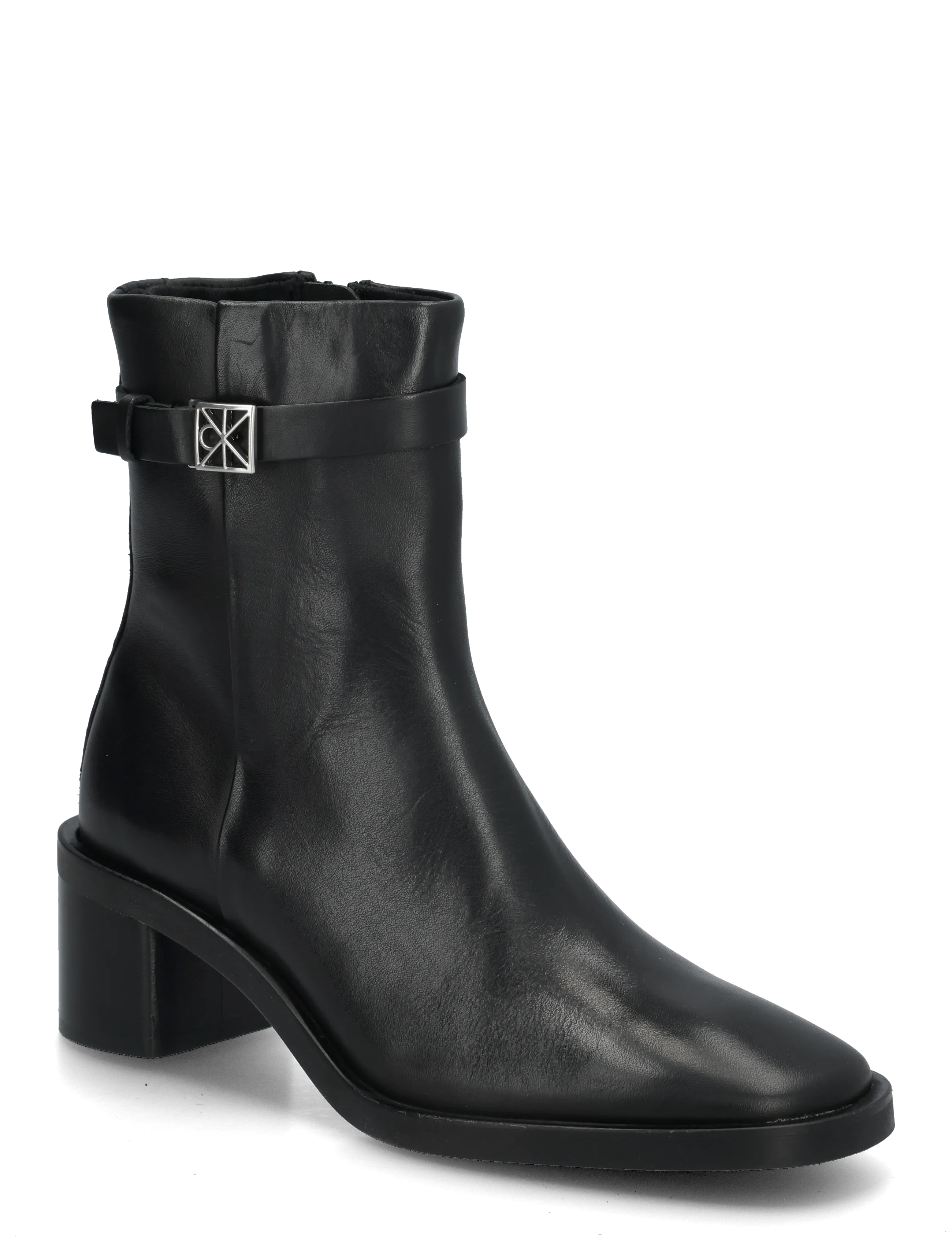 Calvin Klein BLOCK HEEL ANK BOOT  LTH HDW - Schuhe - TRIPLE BLACK / black