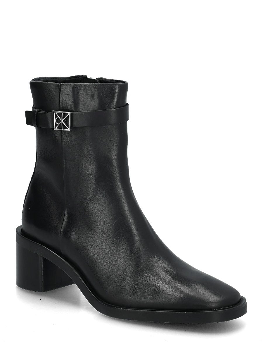 Calvin Klein - BLOCK HEEL ANK BOOT LTH HDW - støvletter - triple black - 0